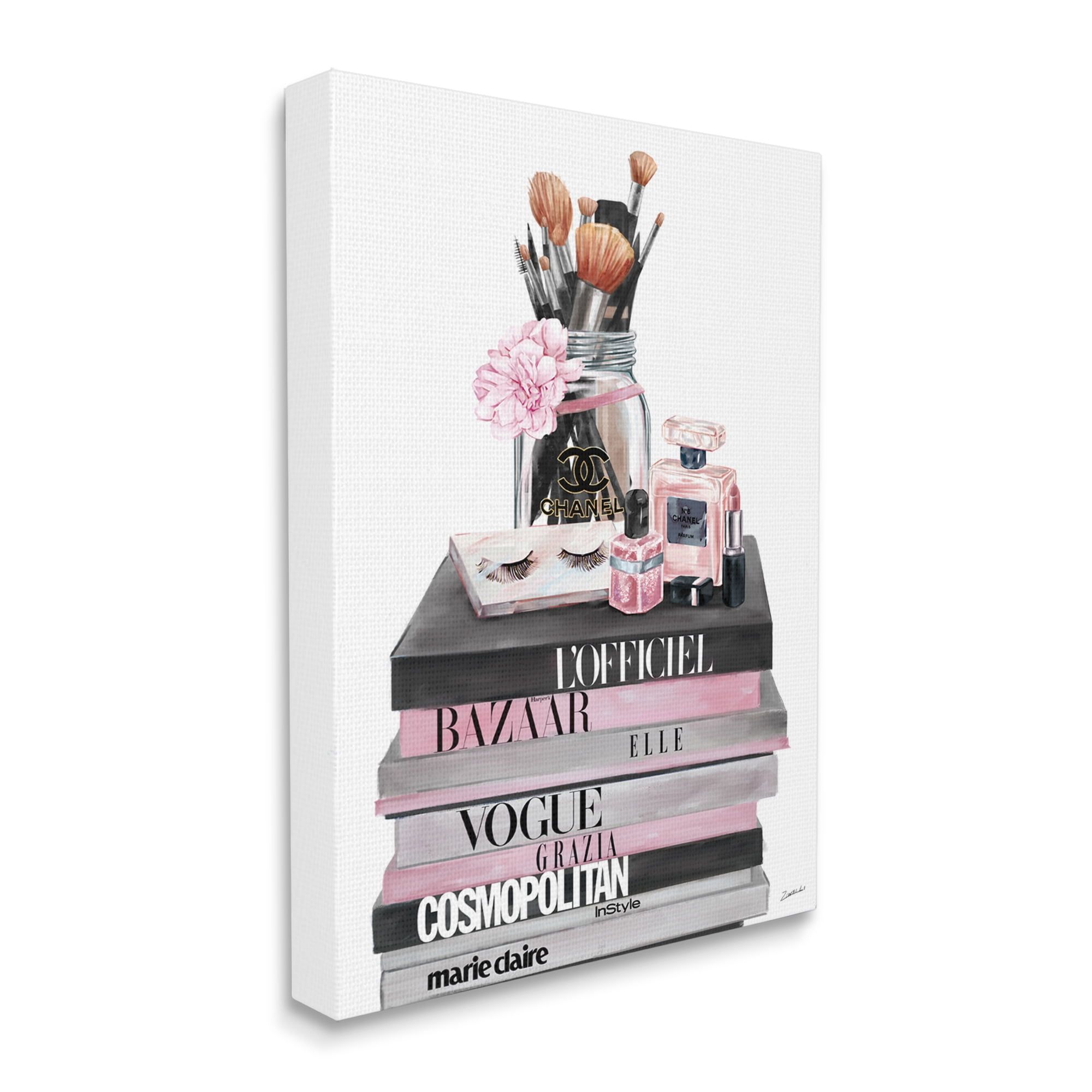 Glam Magazine Book Stack Abstract Canvas Art, 16 x 20