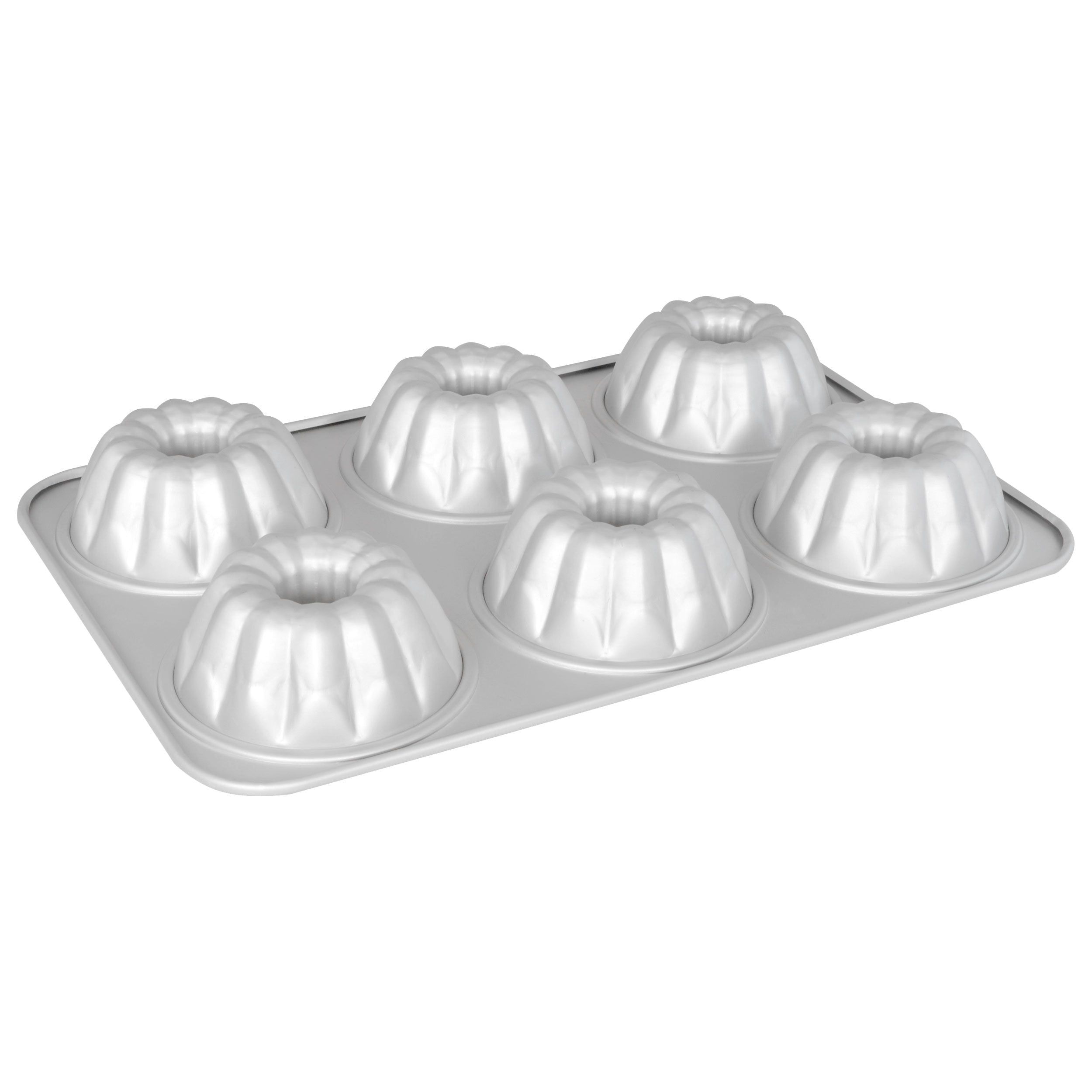 Silver Anodized Aluminum Fluted Mini Cake Pan, 14.75 x 9.75 Inch