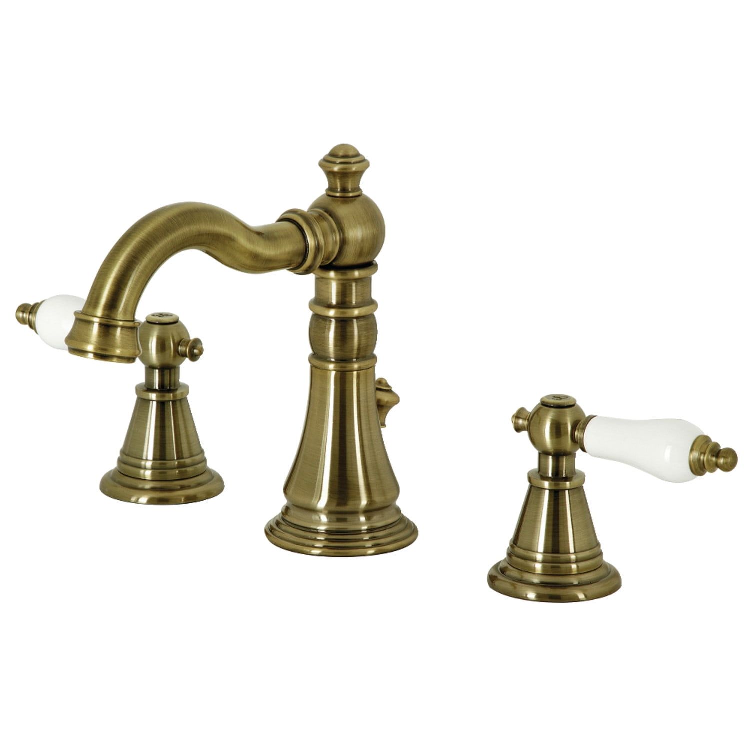 Antique Brass Widespread Bathroom Faucet with Dual Lever Handles