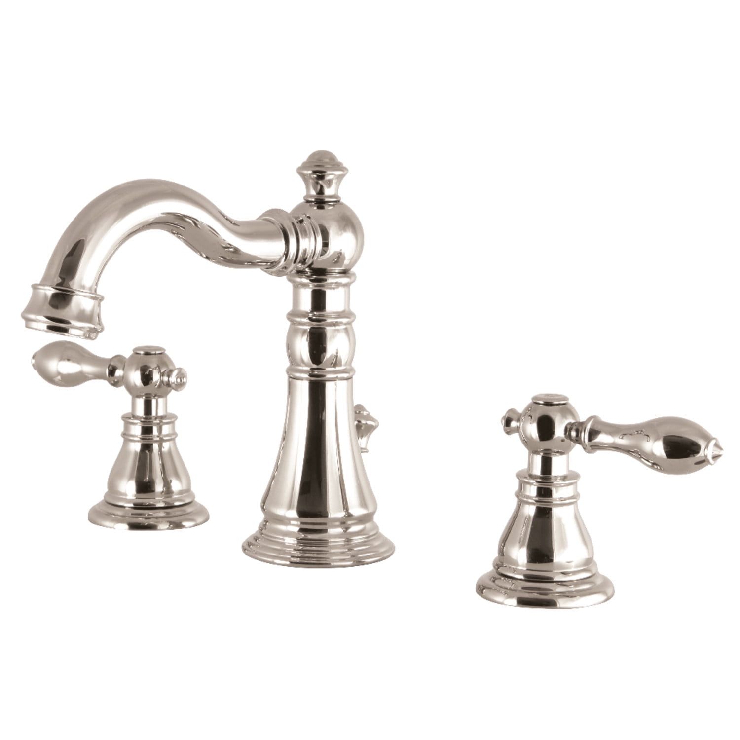 Polished Nickel Victorian Widespread Bathroom Faucet with Brass Construction