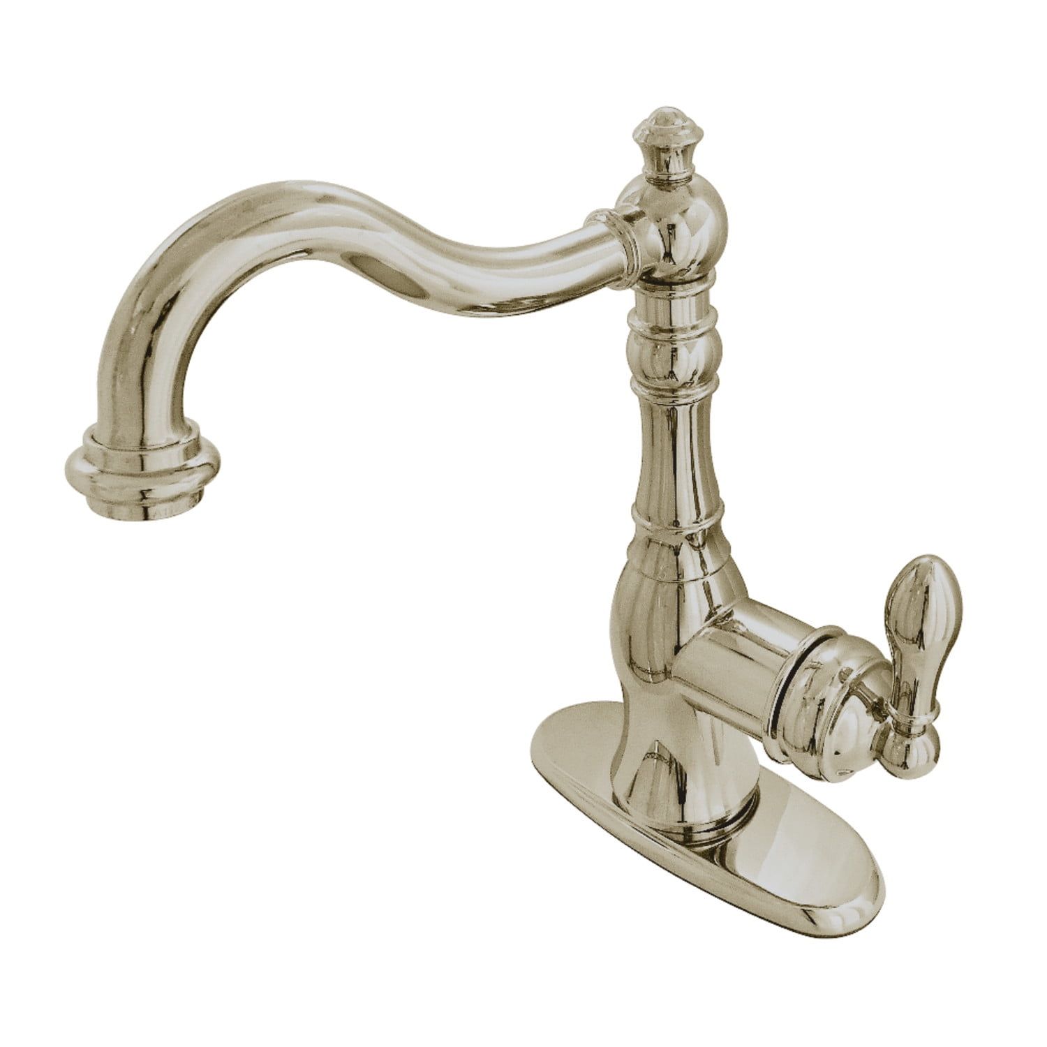 Victorian Era Inspired Single-Handle Brushed Nickel Bathroom Faucet