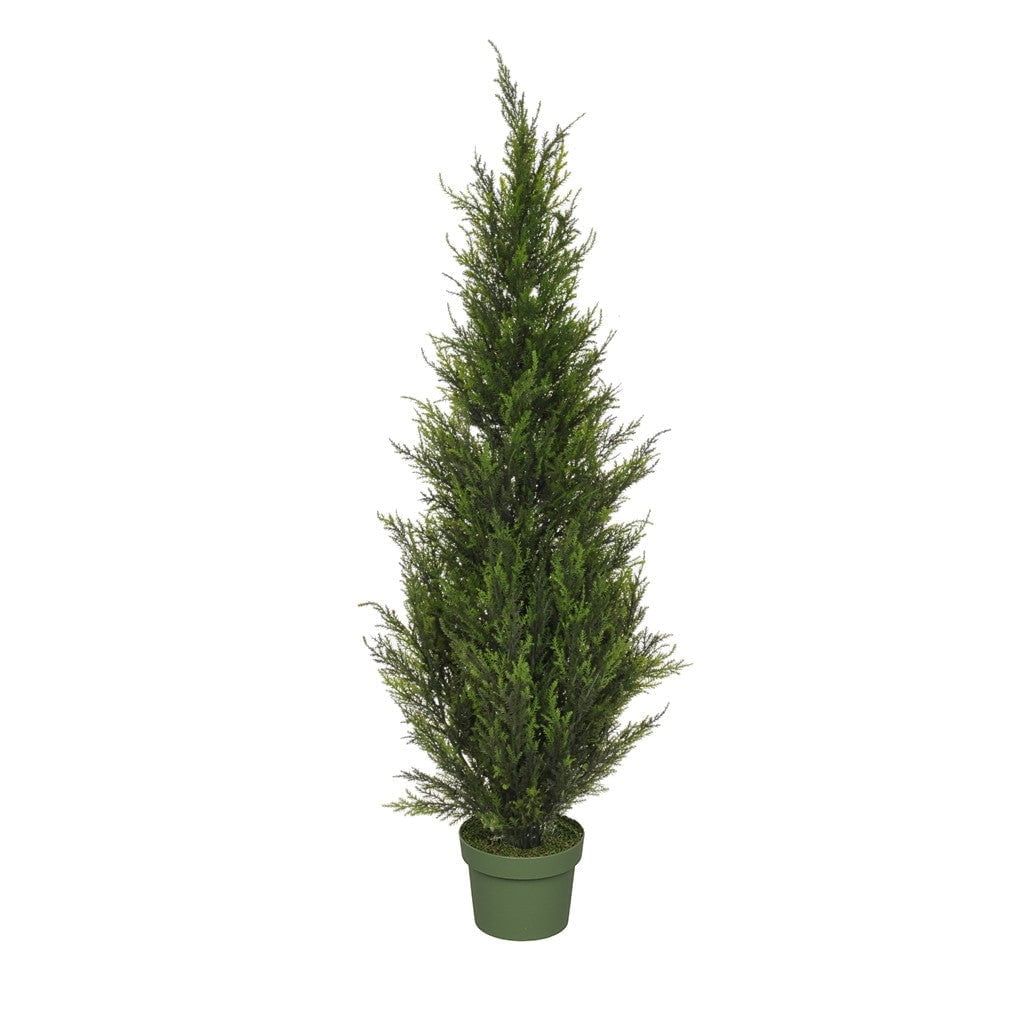 36" Dark Green Silk Cedar Topiary in Plastic Pot