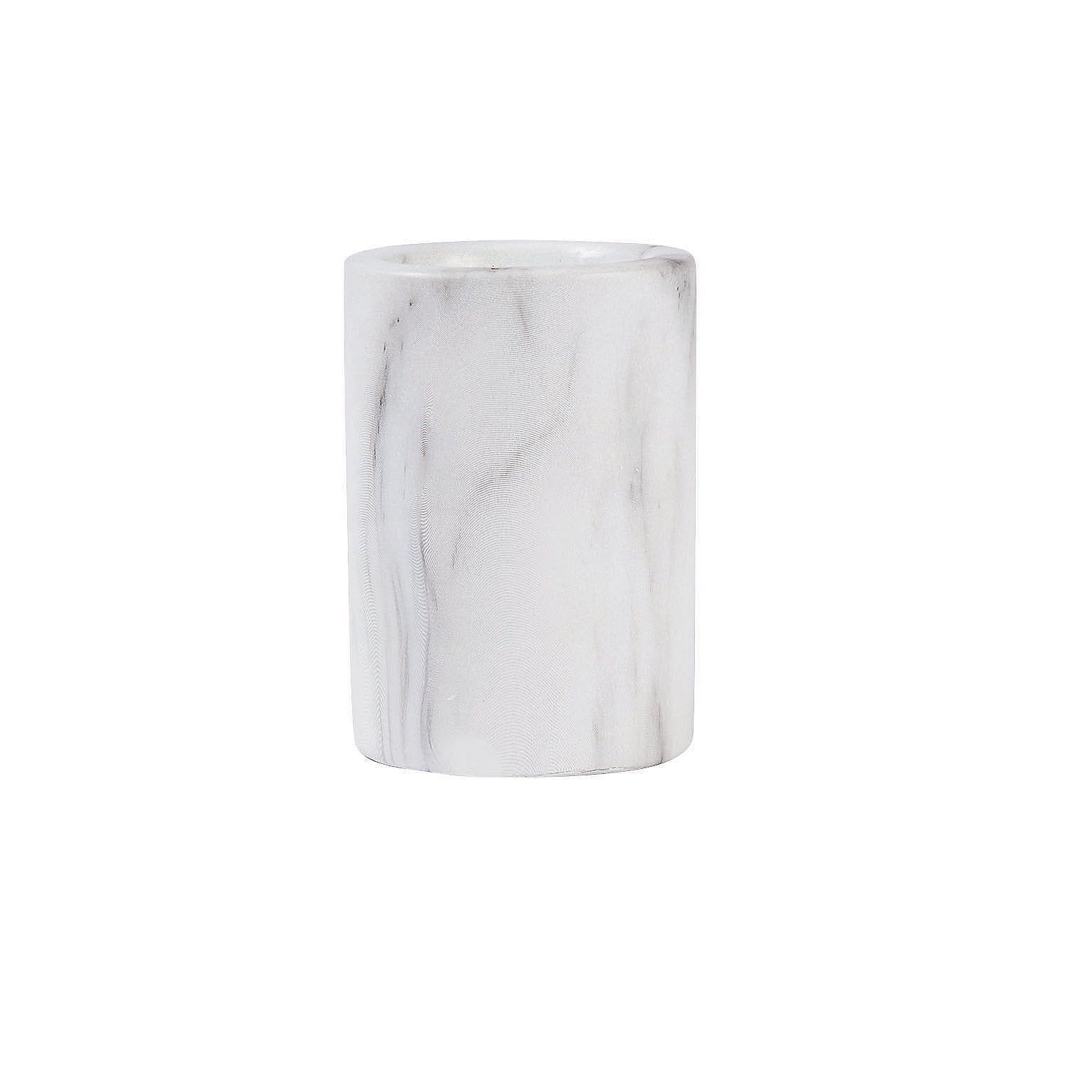 White Faux Marble Ceramic Candle Holders Set of 3