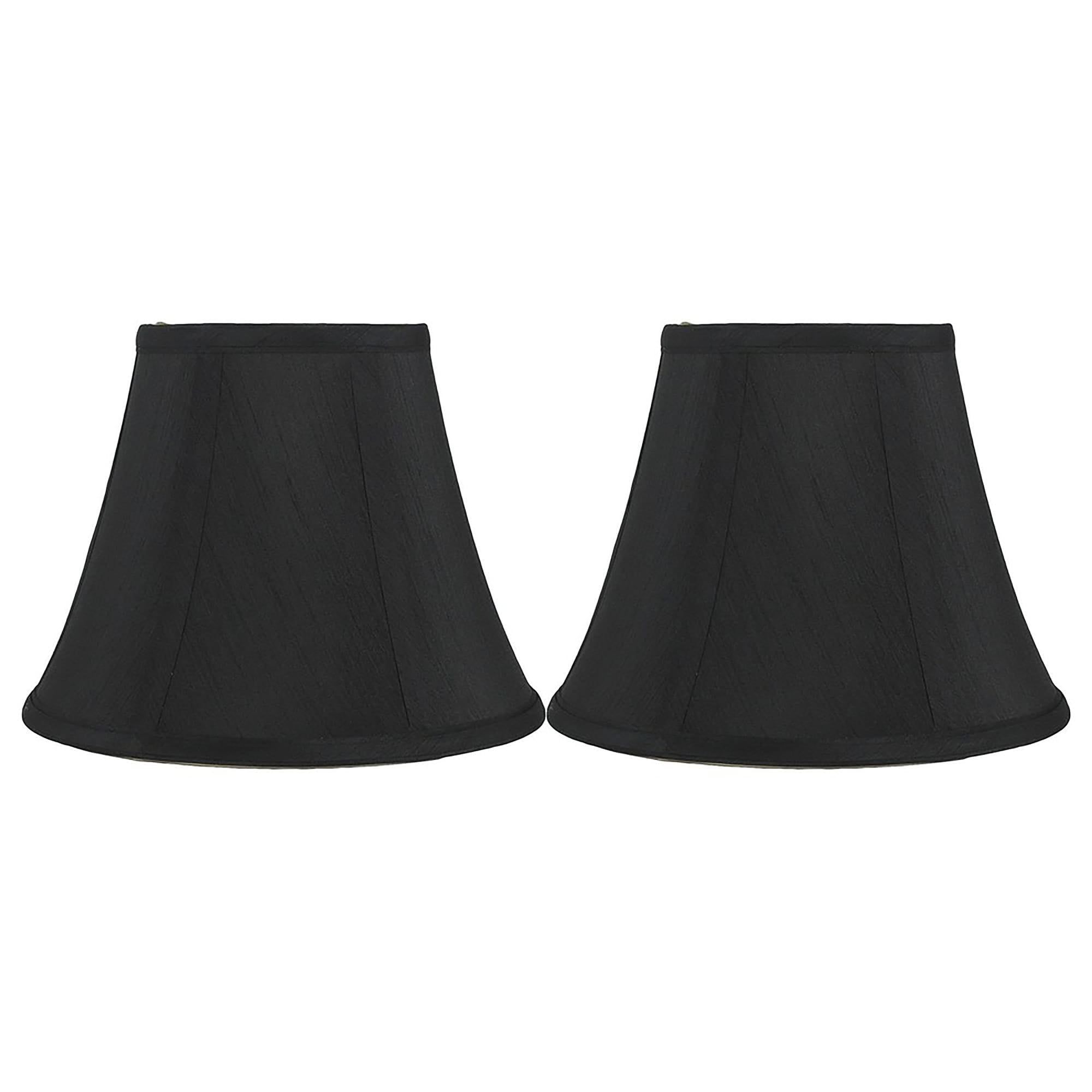 Set of 2 Black Faux Silk Bell Lampshades, 9-inch