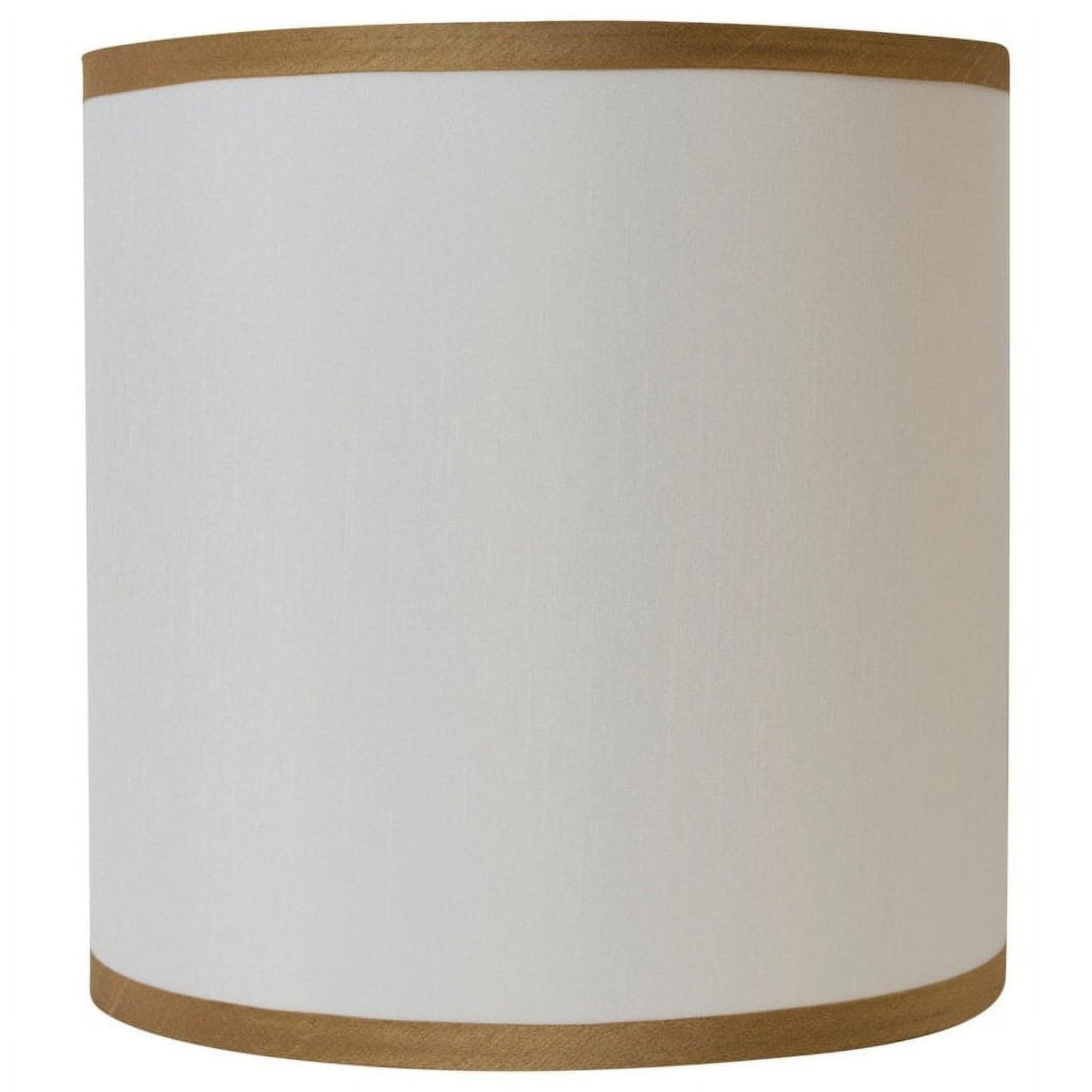 Off-White and Gold Faux Silk Drum Lamp Shade, 8-inch