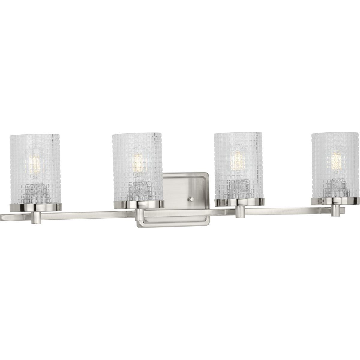 Brushed Nickel Four-Light Bath Vanity with Clear Glass Shades