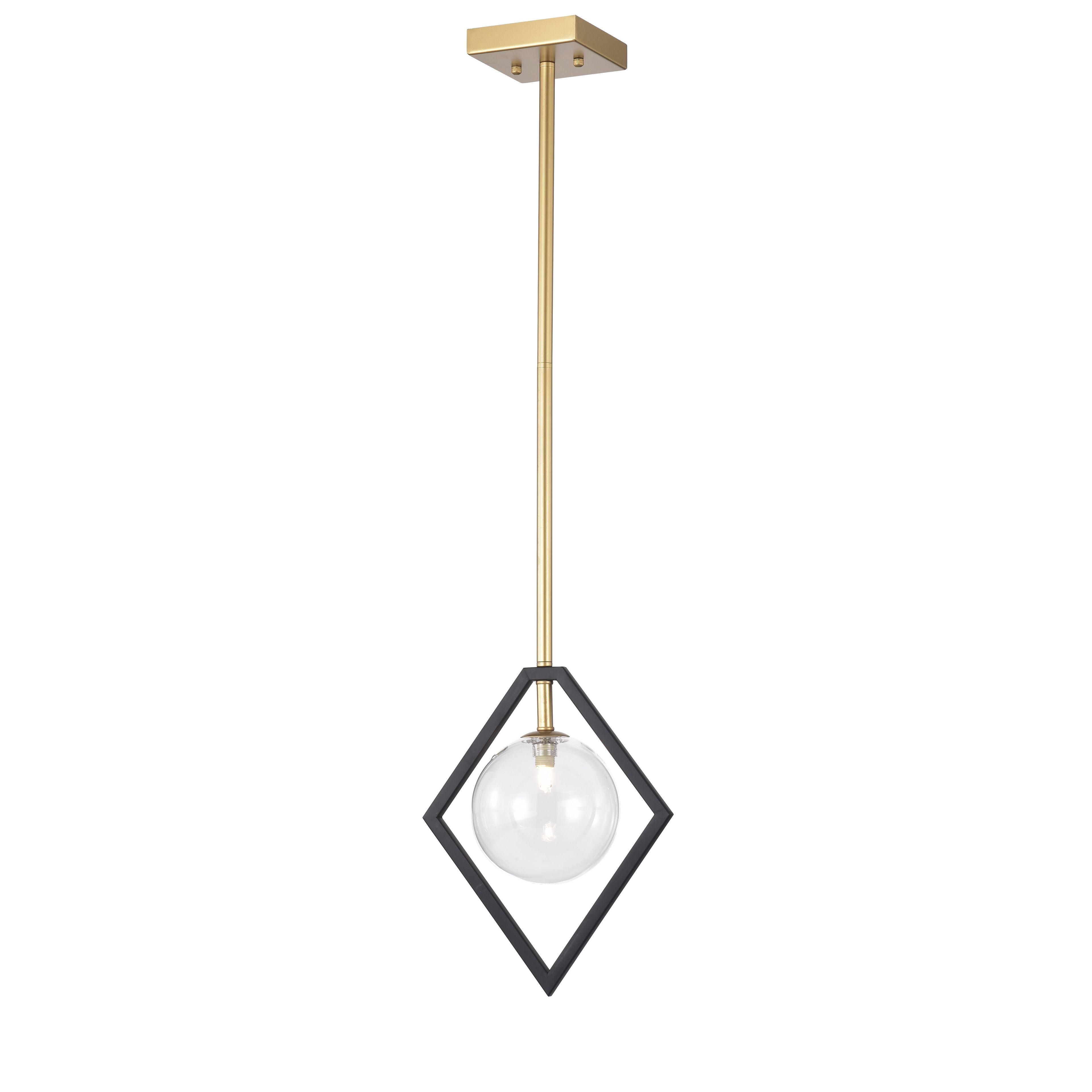 Fayres 10" Black and Gold Contemporary Glass Pendant Light