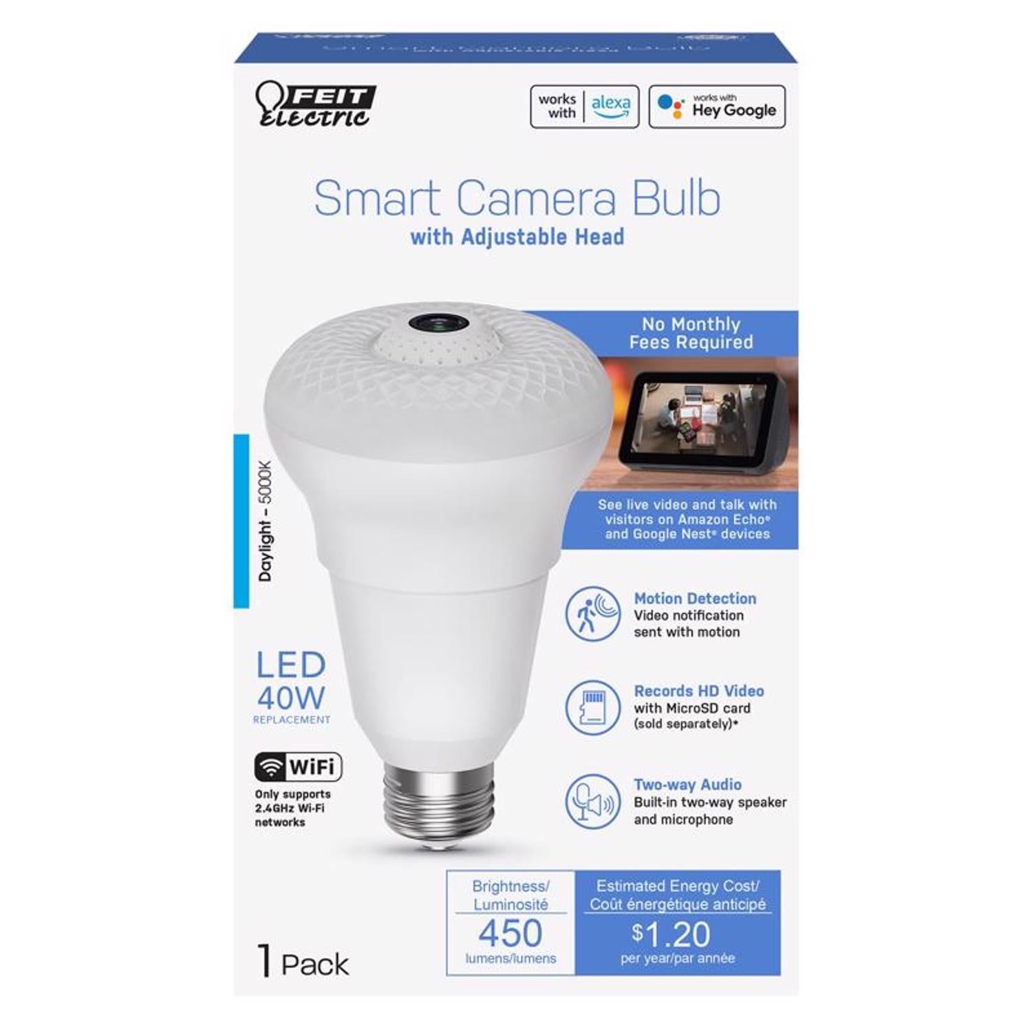 Feit White Smart Camera LED Bulb with Adjustable Head