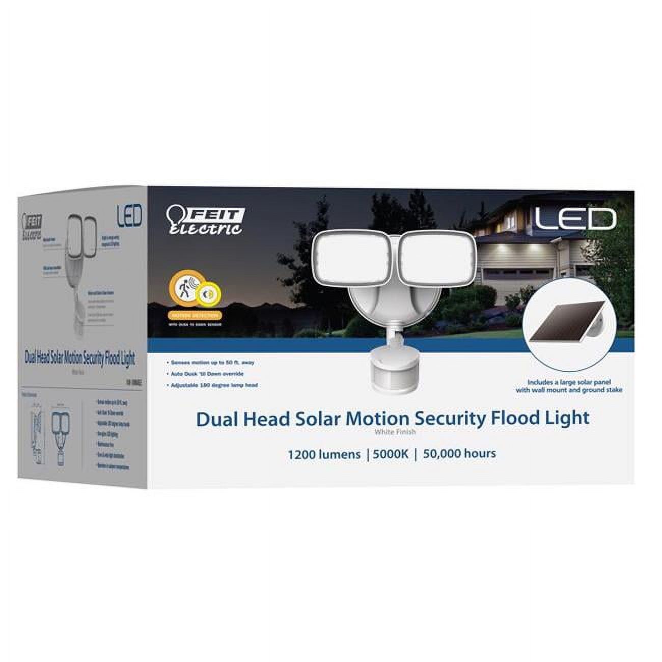 Dual Head White Solar Motion Security Flood Light with LED