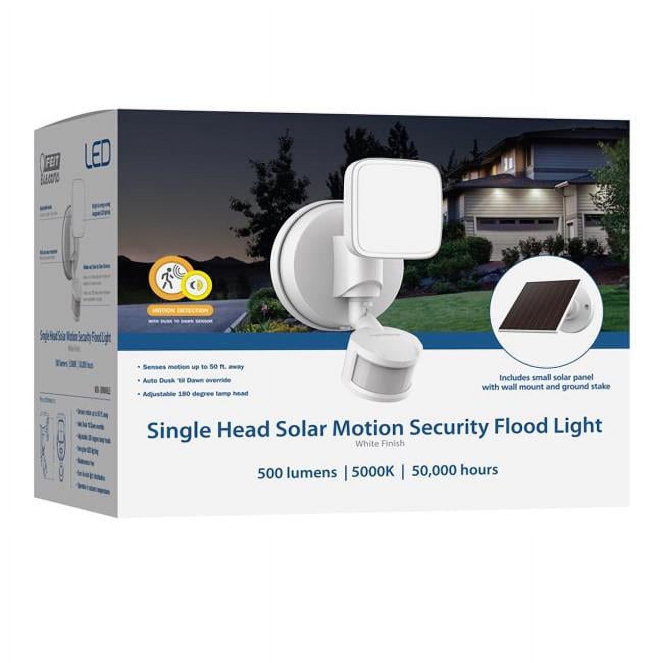 White Solar Powered LED Motion-Sensing Security Floodlight