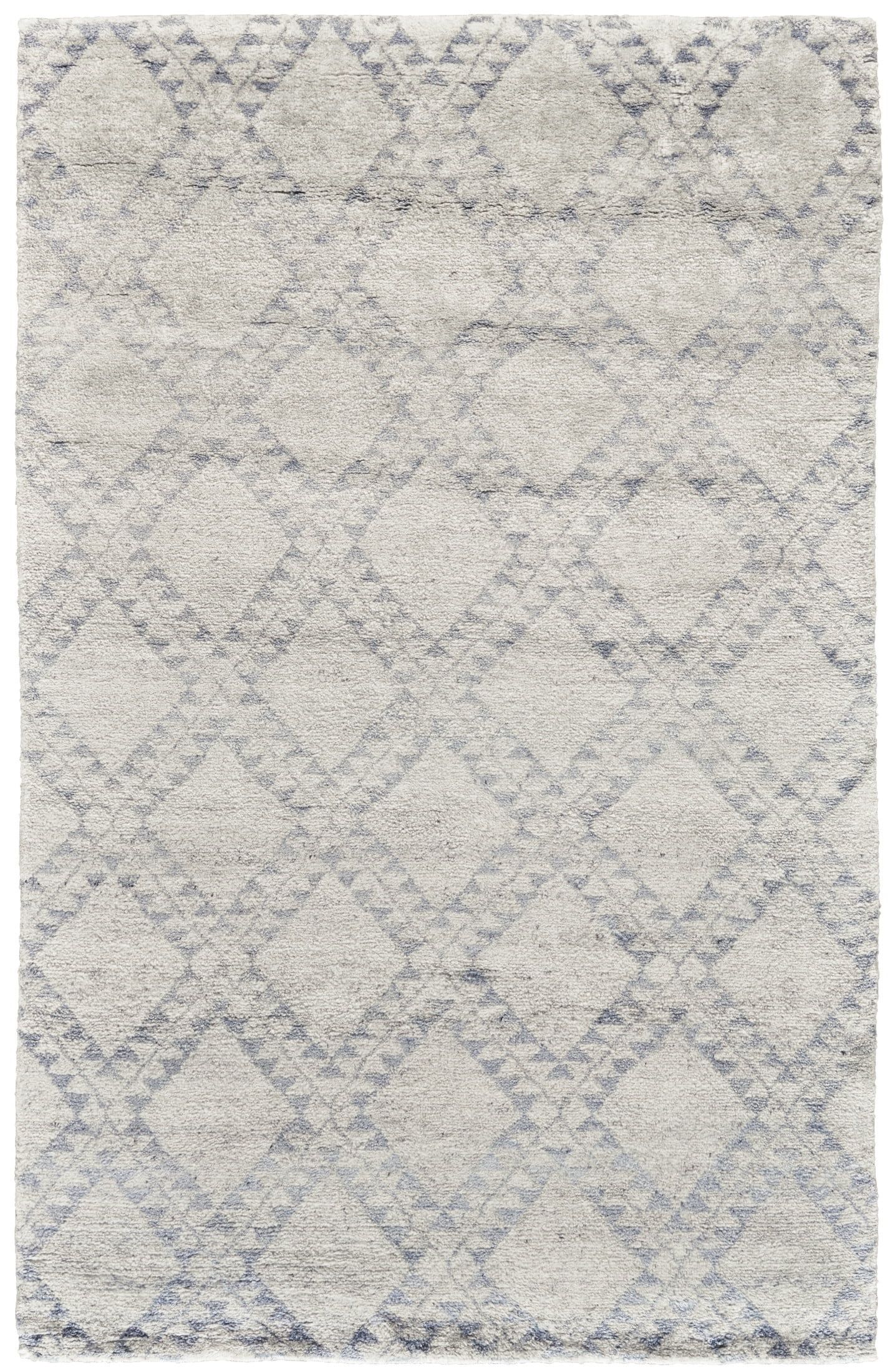 Ivory and Gray Geometric Wool Viscose 2' x 3' Rug