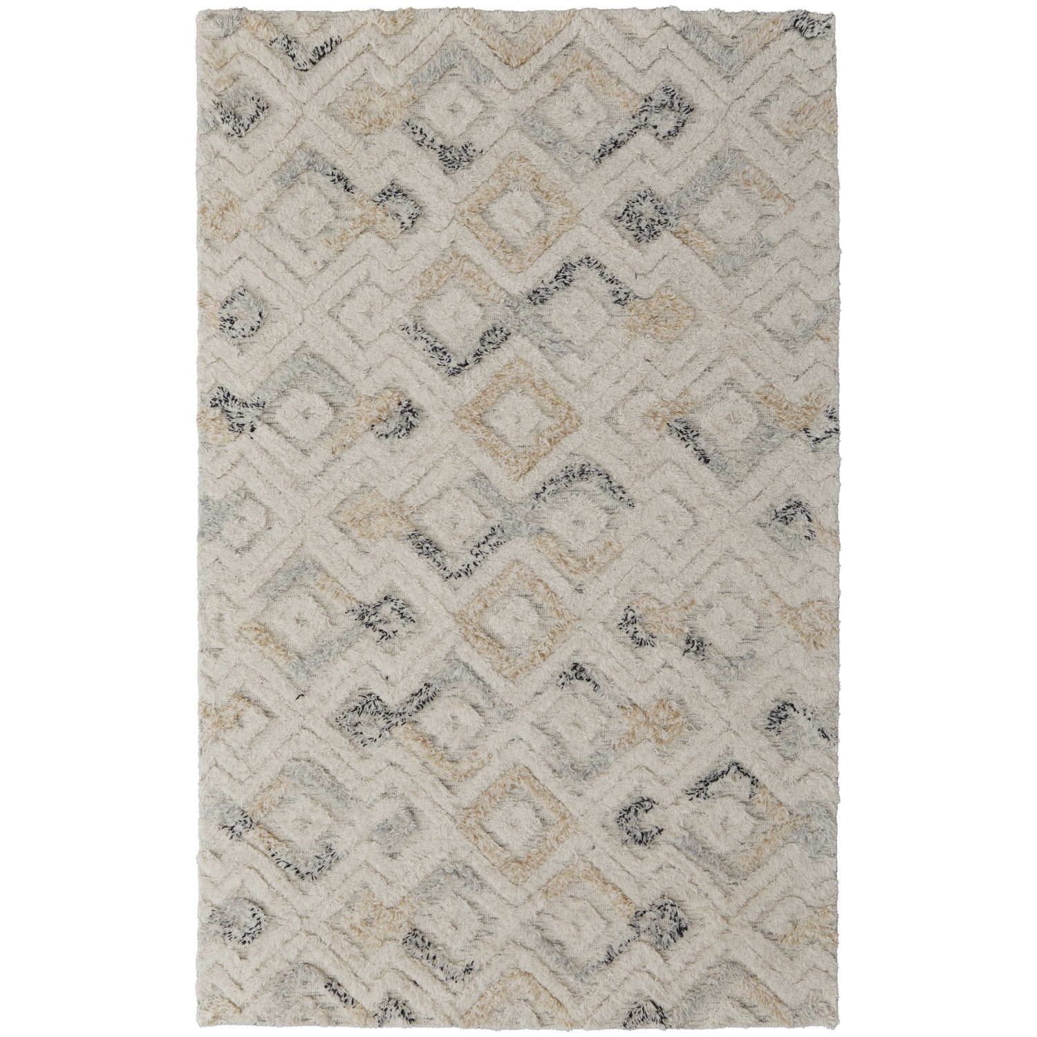 Nomadic Diamond Pale Blue Hand-Tufted Wool Area Rug - 2' x 3'