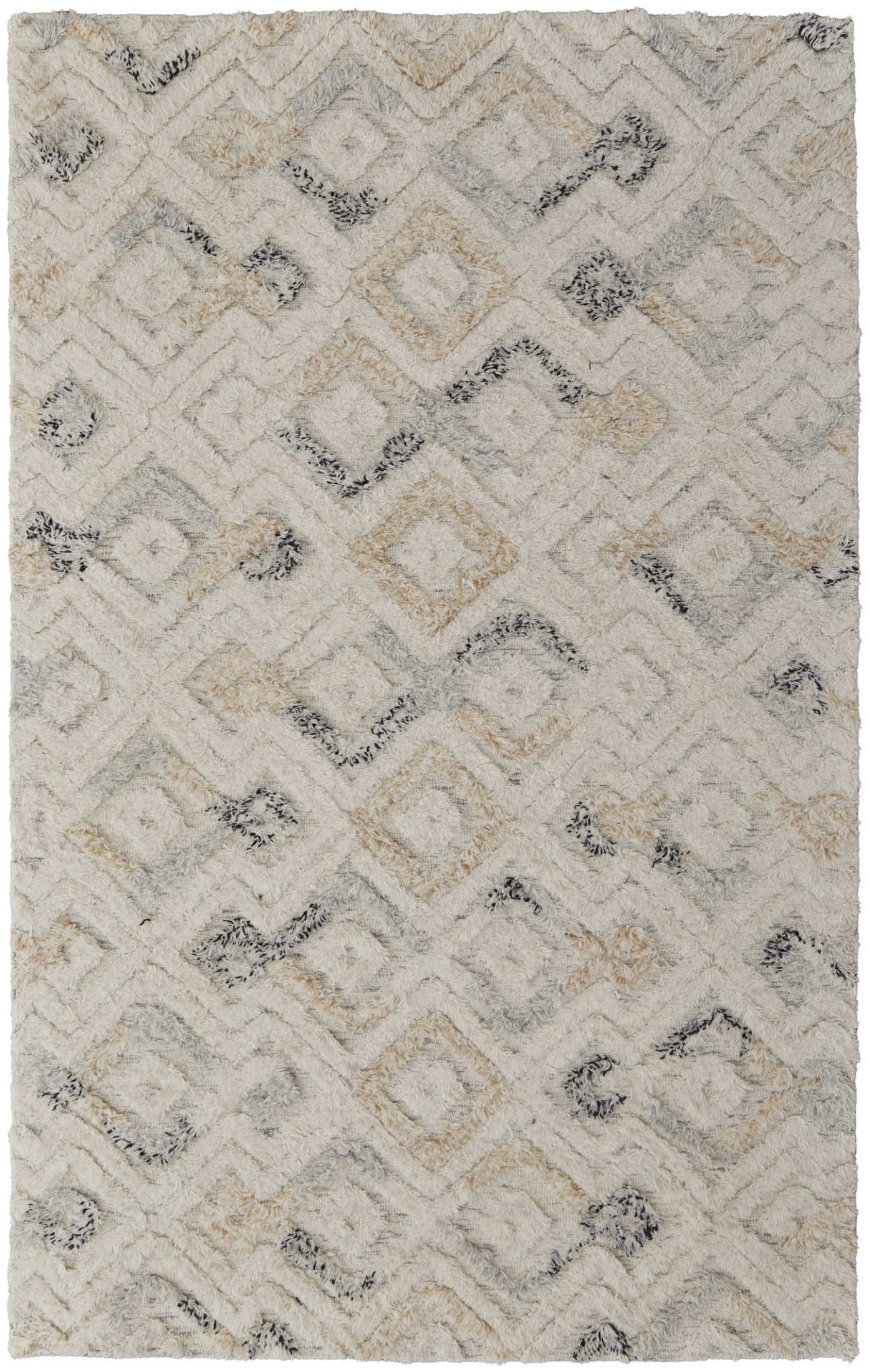 Nomadic Diamond Pale Blue Hand-Tufted Wool Area Rug - 2' x 3'