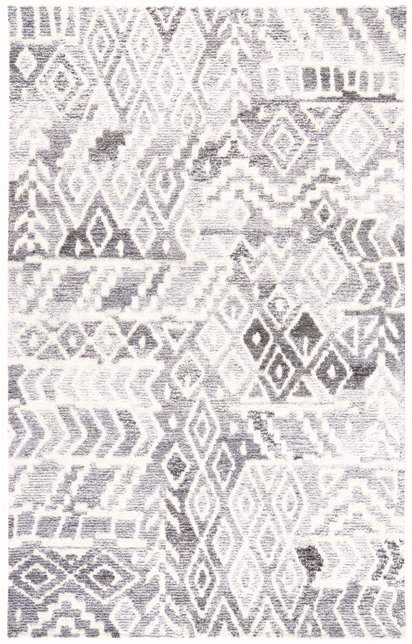 Gray Geometric Tufted Wool Viscose 8' x 10' Rug