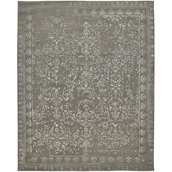 Gray Floral Tufted Handmade Wool Viscose Area Rug