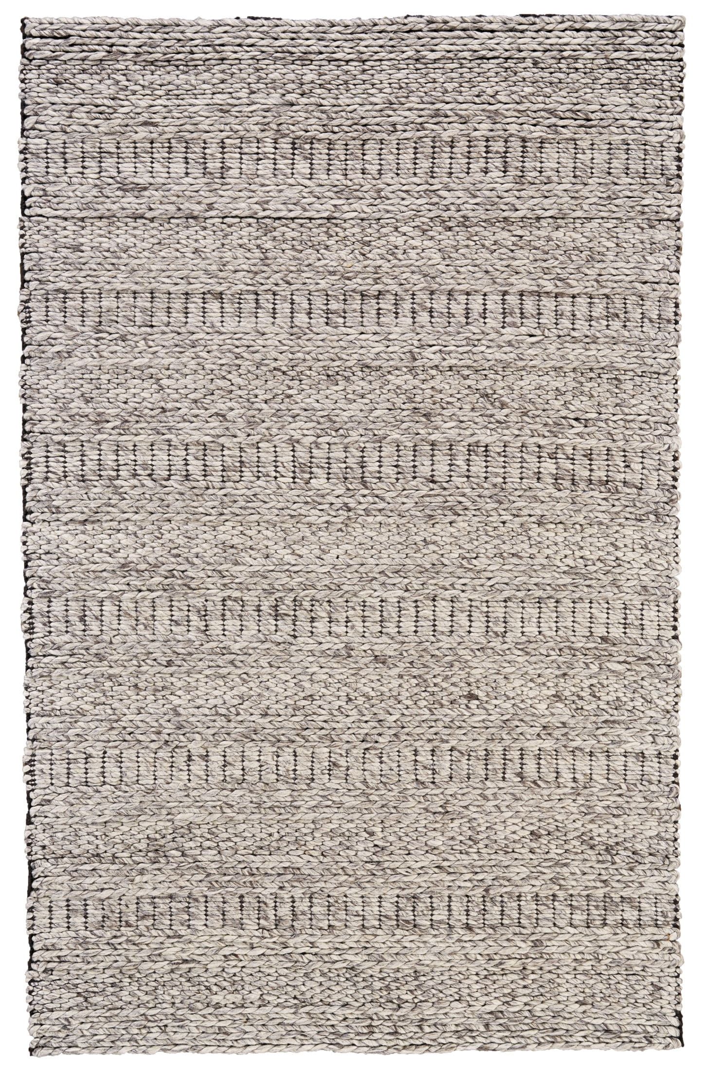 Ivory and Gray Handwoven Wool 2' x 3' Area Rug