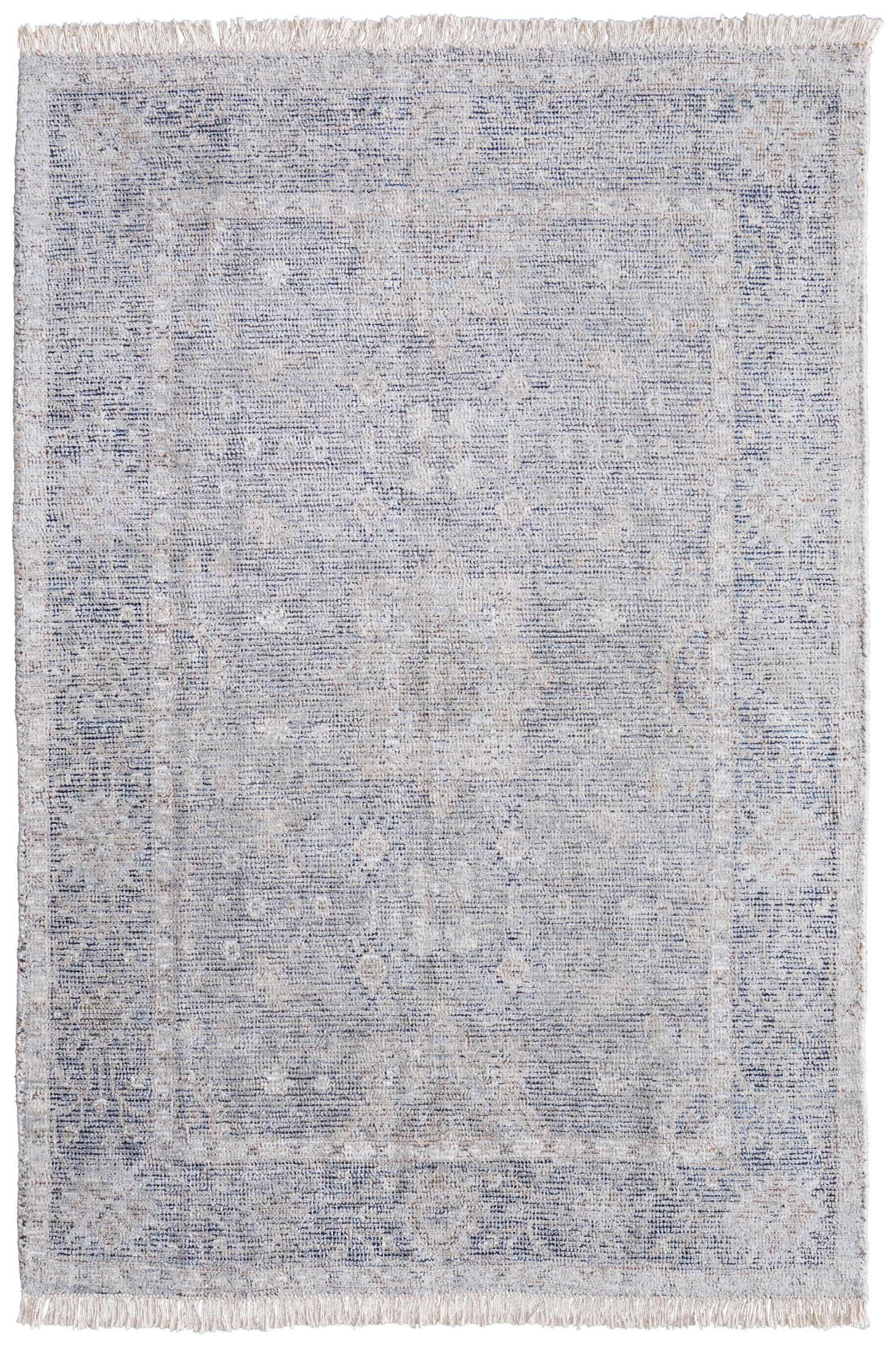 Handmade Gray Floral Motif Tufted Wool & Viscose 2' x 3' Accent Rug