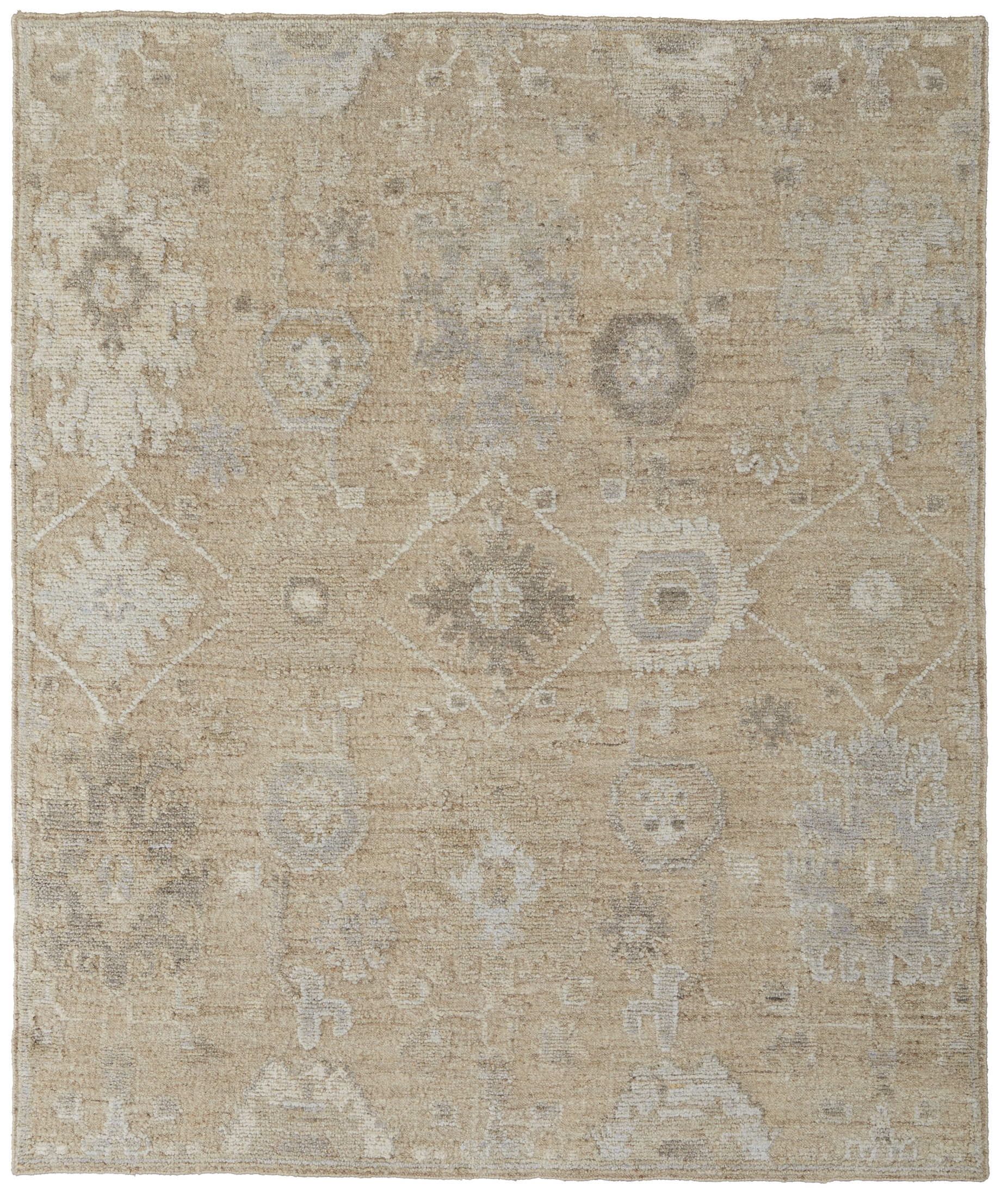 Grafton Square Gray and Beige Wool Floral Area Rug
