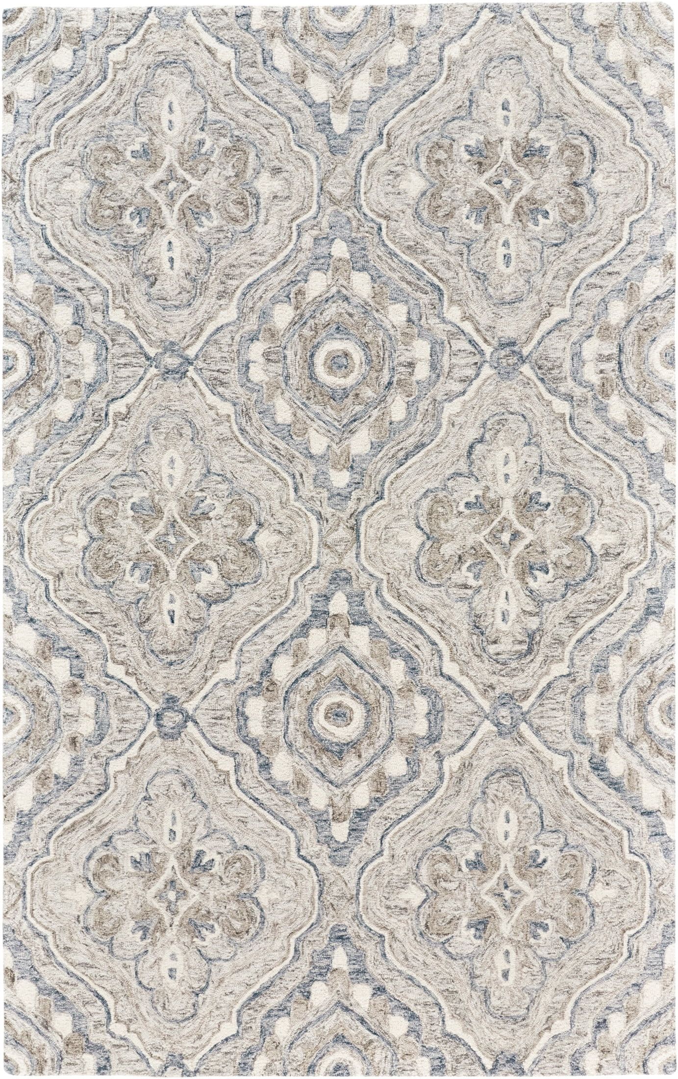 Taupe and Blue 8' x 10' Hand-Tufted Wool Area Rug