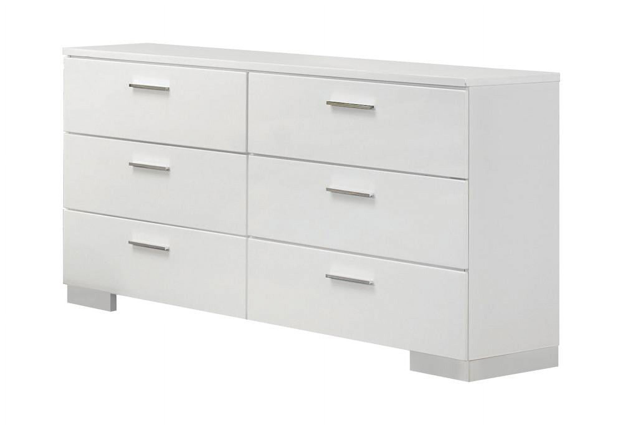 Glossy White Double Dresser with Soft Close Drawers