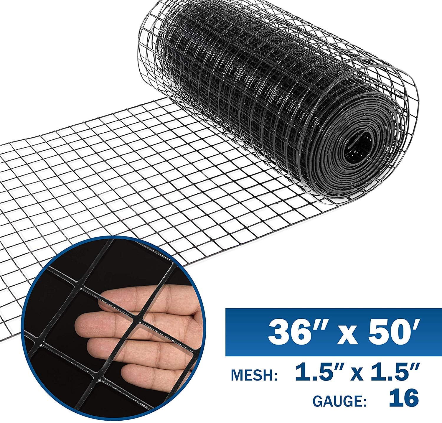 Black Vinyl Coated Welded Wire Mesh 3' x 50' 16 Gauge