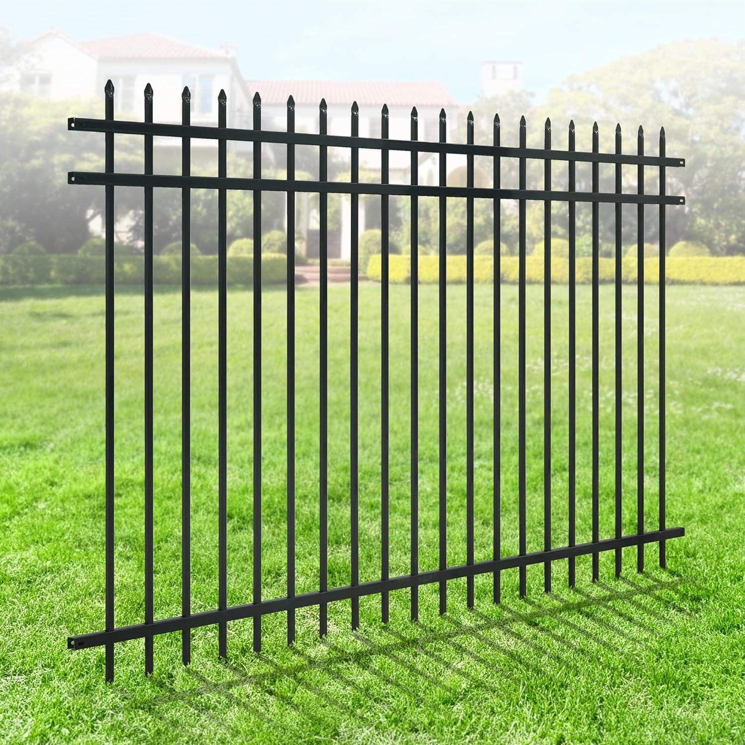 Black Metal 5FT x 8FT Decorative Garden Fence Panel