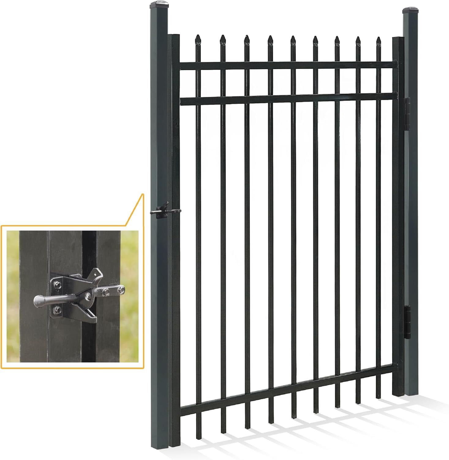 Black Steel 5FT x 4FT Decorative Garden Fence Gate