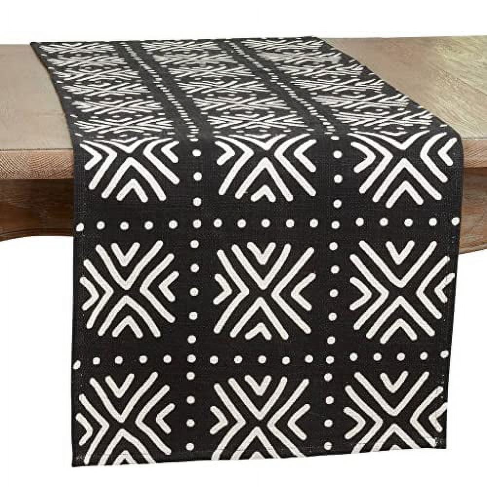 Black and White Cotton Mudcloth Table Runner