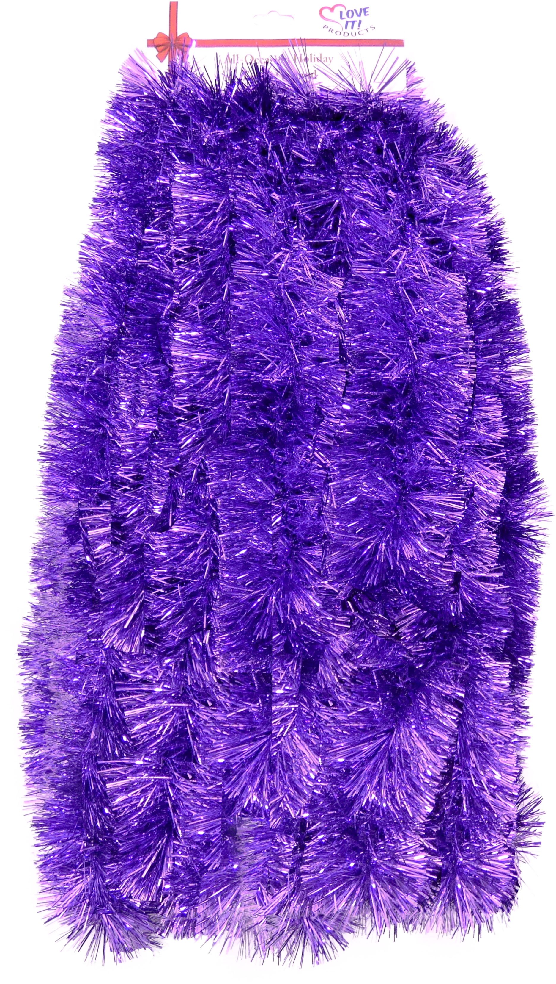 Purple 25 Ft Ultra Lush Tinsel Garland for Festive Decor