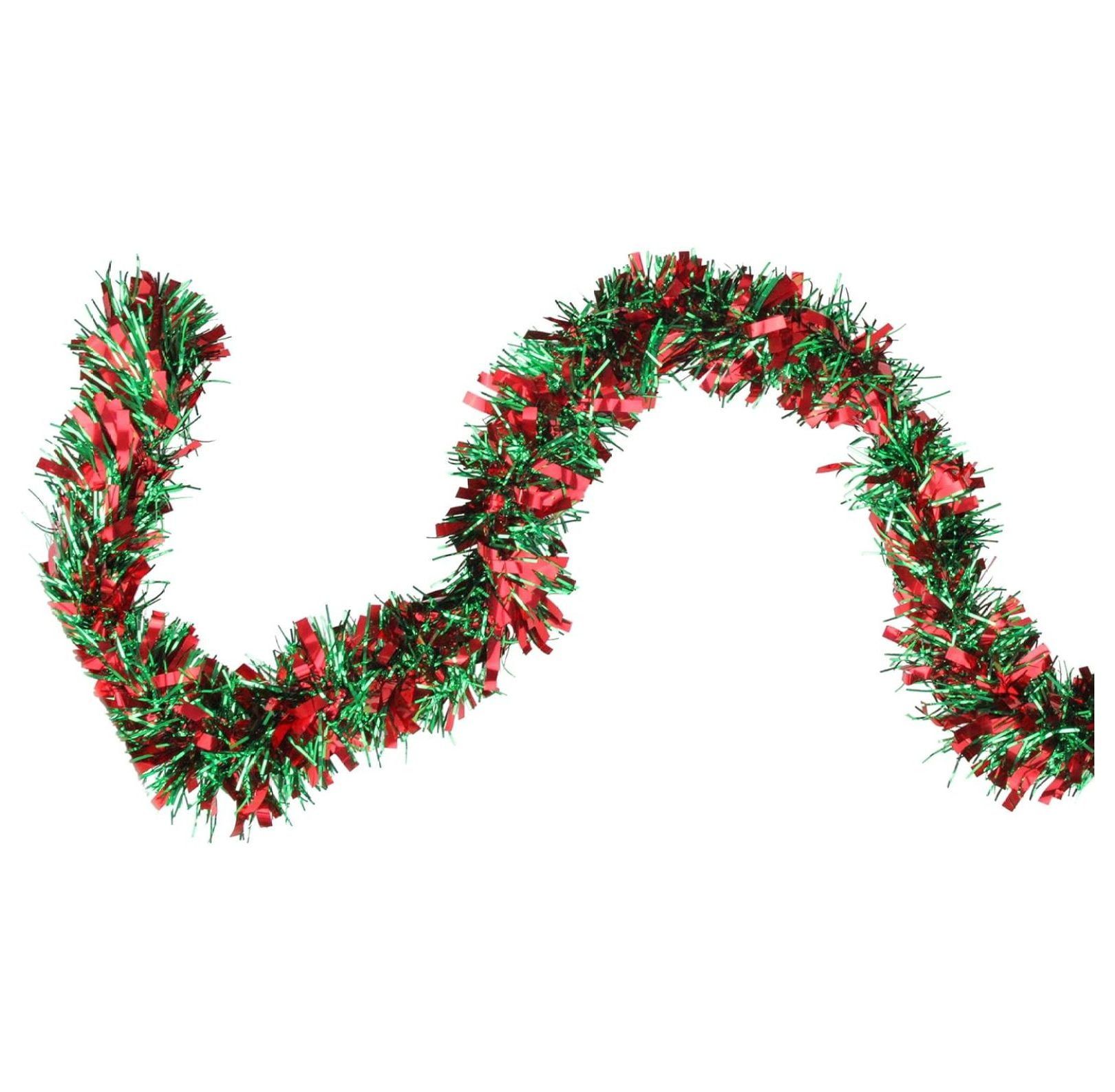 Festive Red and Green Tinsel Christmas Garland, 50 Feet