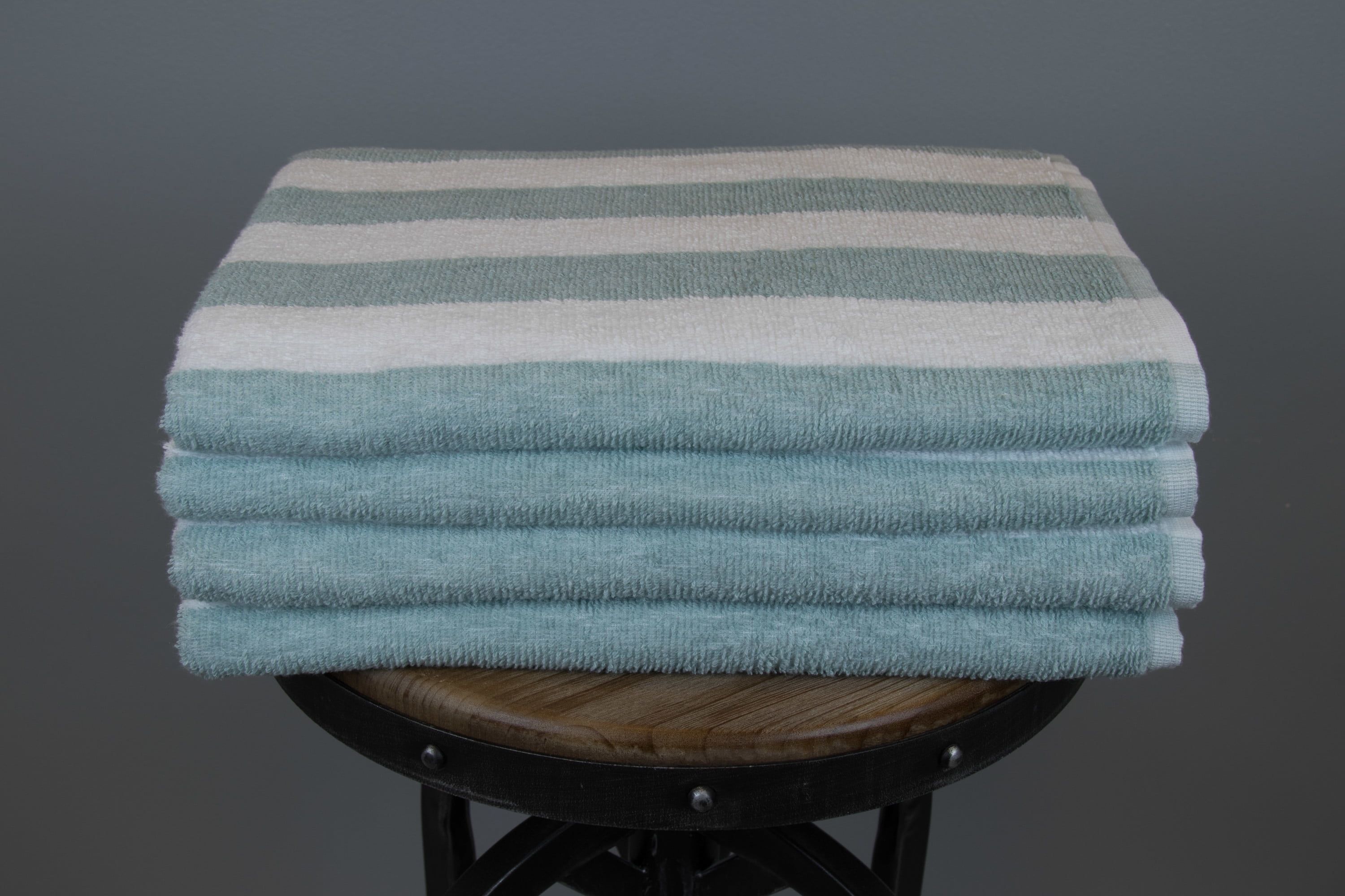 Seafoam and White Cabana Stripe Beach Towel Set, 70x30, 4-Piece