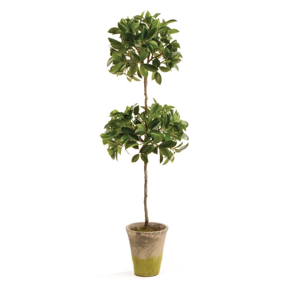 Mini Green Plastic Boxwood Topiary in Pot