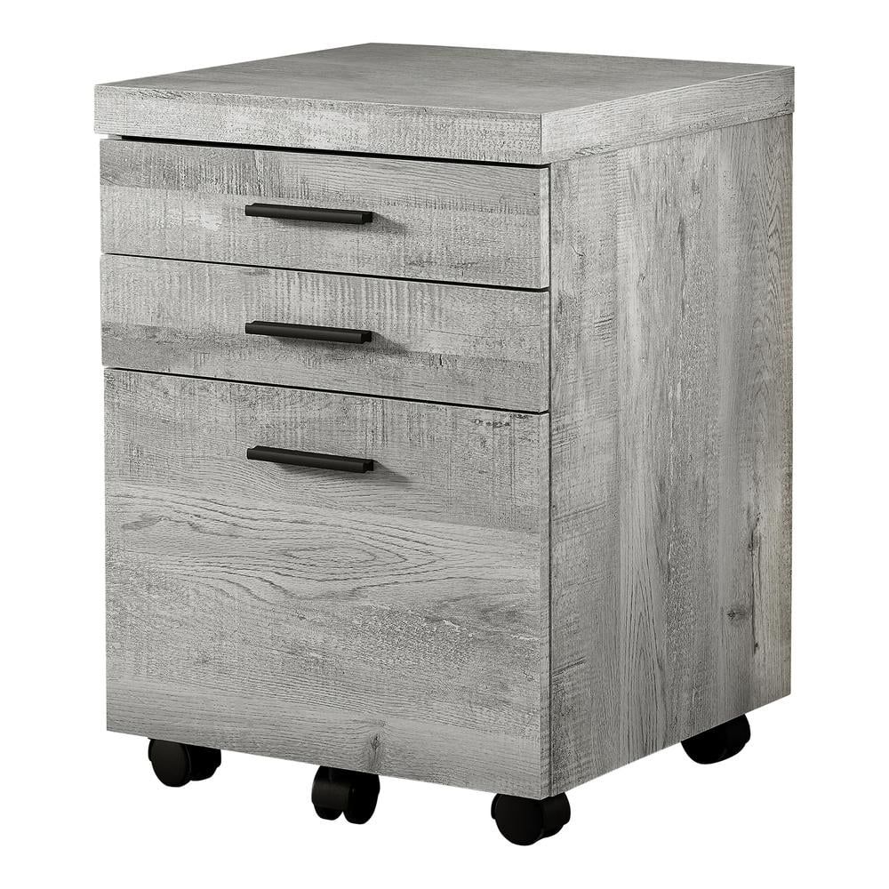 Gray Laminate 3-Drawer Lockable Mobile File Cabinet