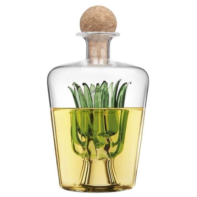 Clear Glass Tequila Decanter with Cork Stopper and Agave Design