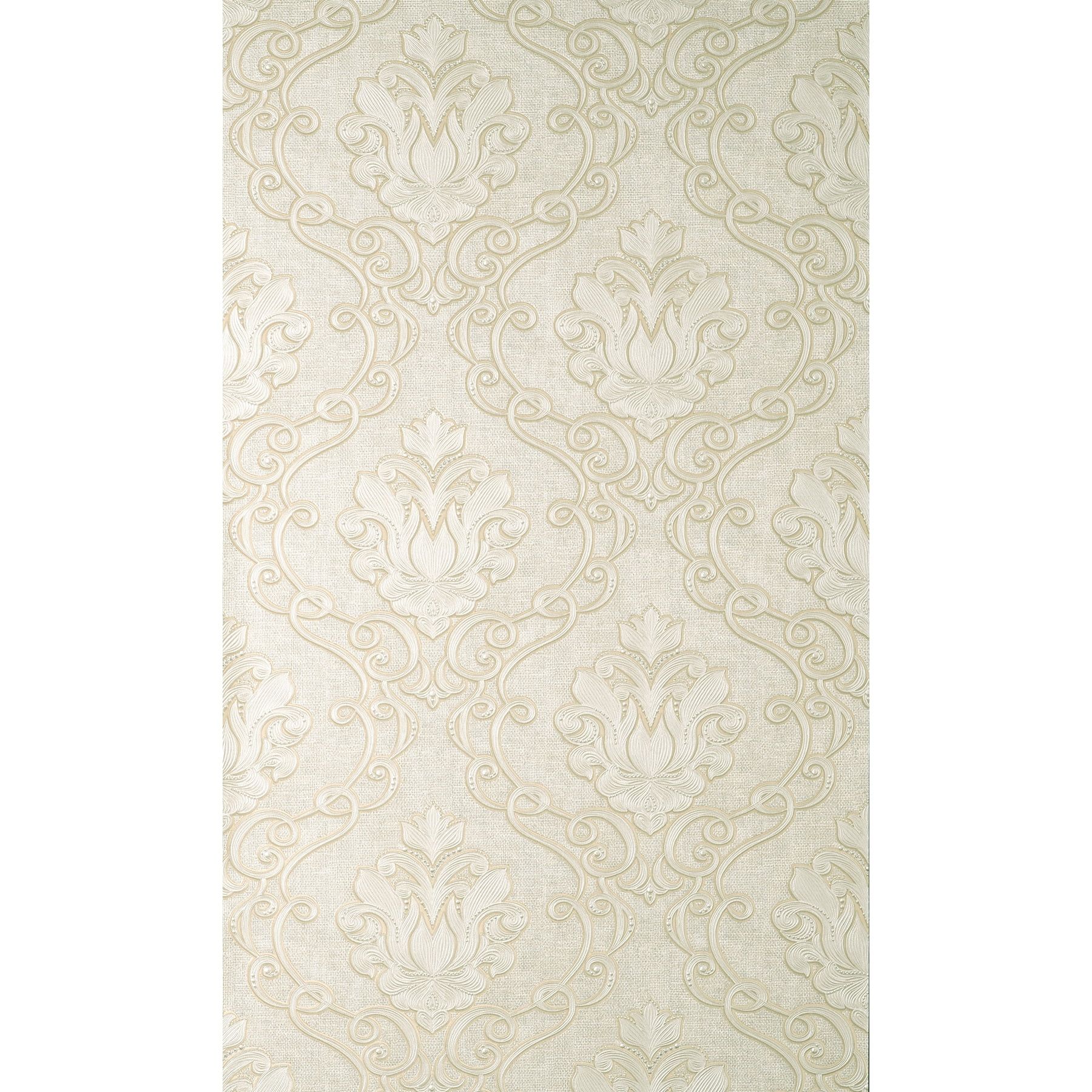 Florentine Neutral Damask Heavy Weight Vinyl Wallpaper, 20.9-in by 33-ft