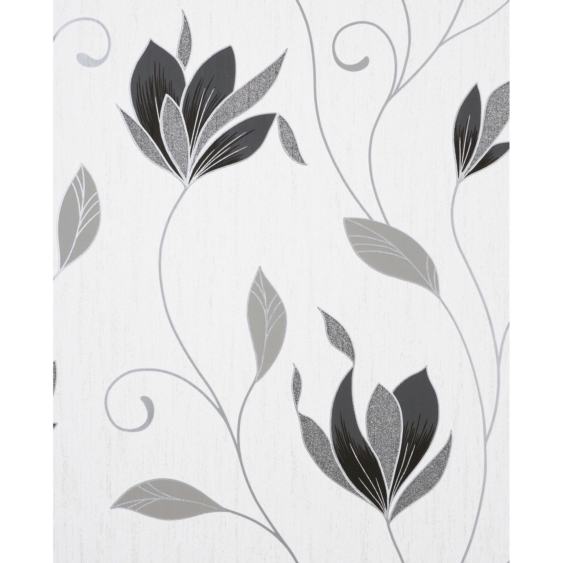 Synergy Black and Silver Floral Removable Wallpaper, 20.5" x 33'