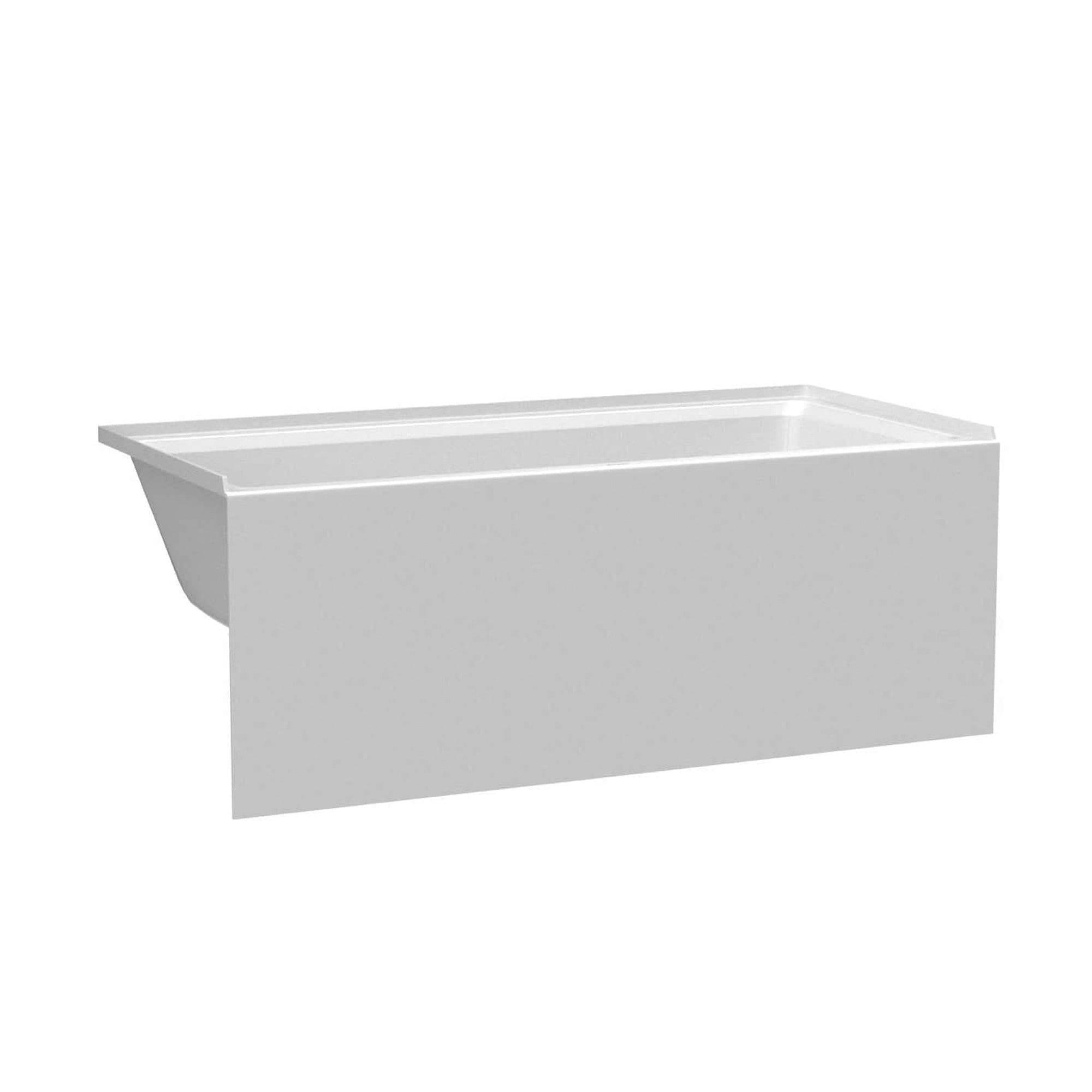 Glossy White Acrylic Alcove Soaking Bathtub with Apron Front, 60" x 30"