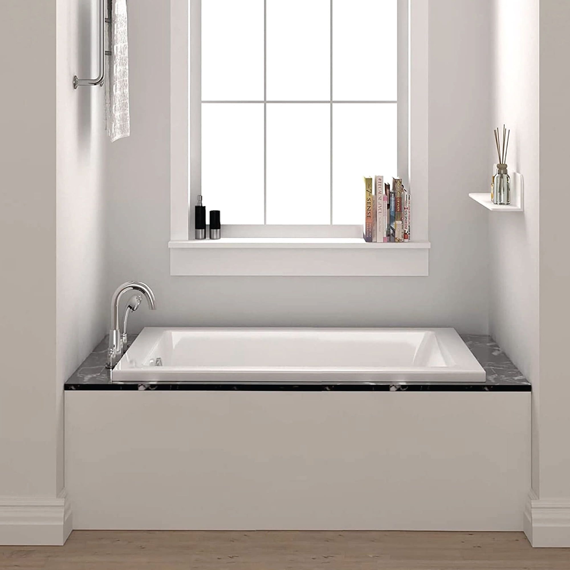 Modern White Acrylic Drop-In Soaking Bathtub, 60" x 32"