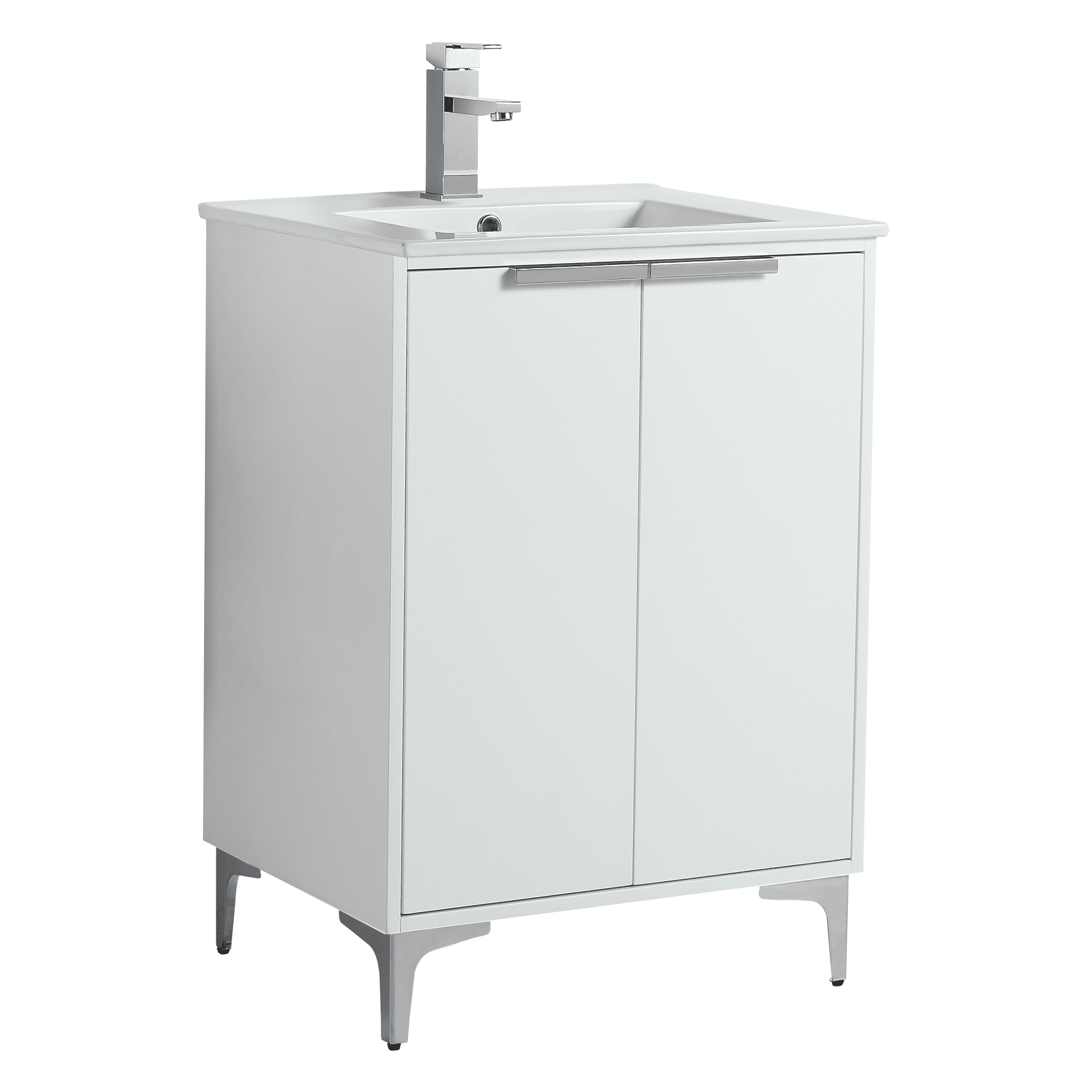 Matte White 24" Bathroom Vanity with Polished Chrome Hardware