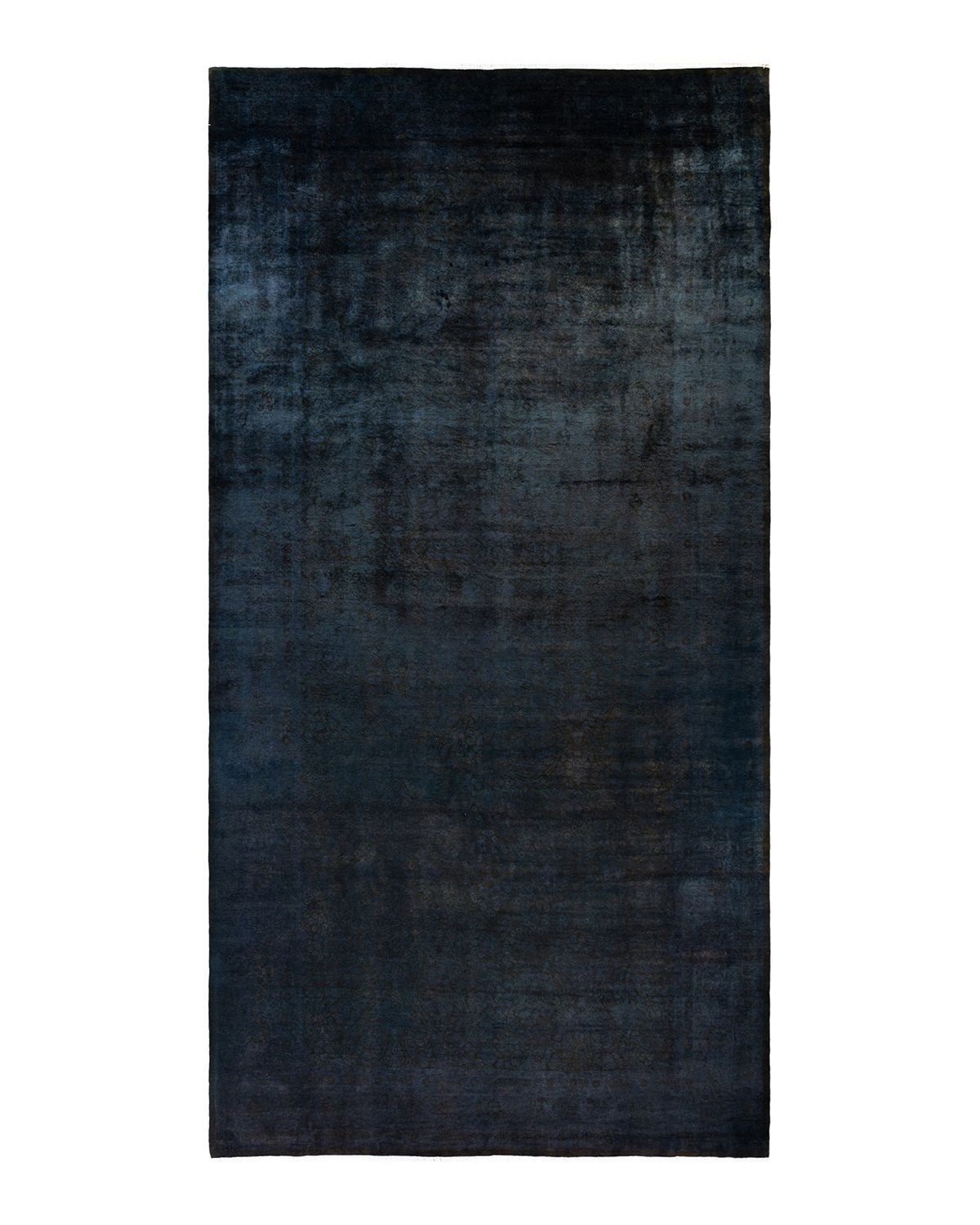 Zaheed Hand-Knotted Black Wool Rectangular Area Rug