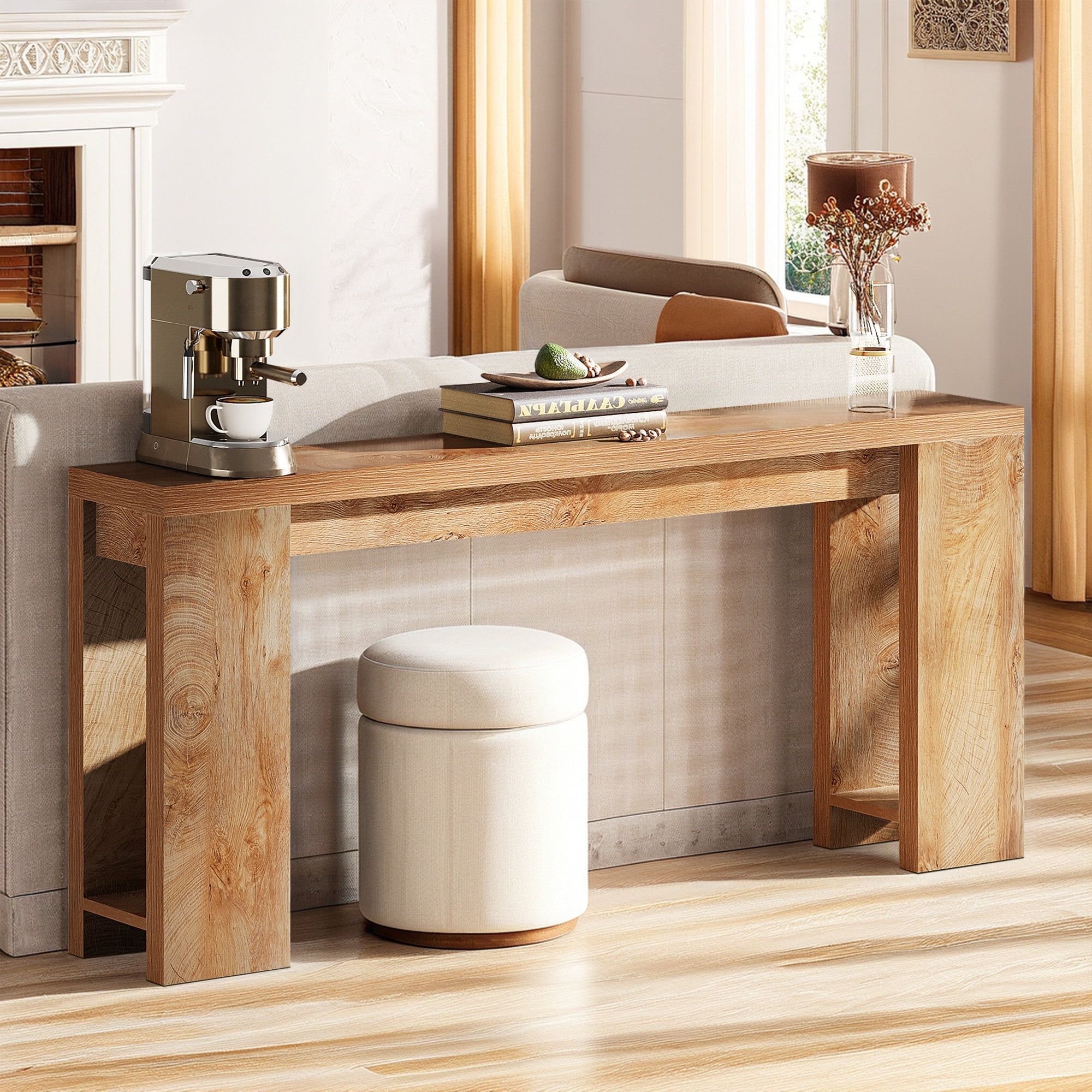 70.9" Brown Engineered Wood Farmhouse Console Table
