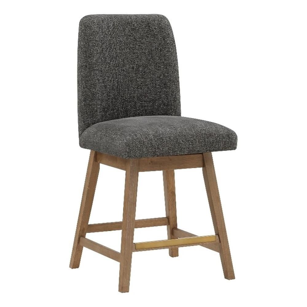 Finley 26" Charcoal and Medium Oak Swivel Counter Stools with Metal Footrests