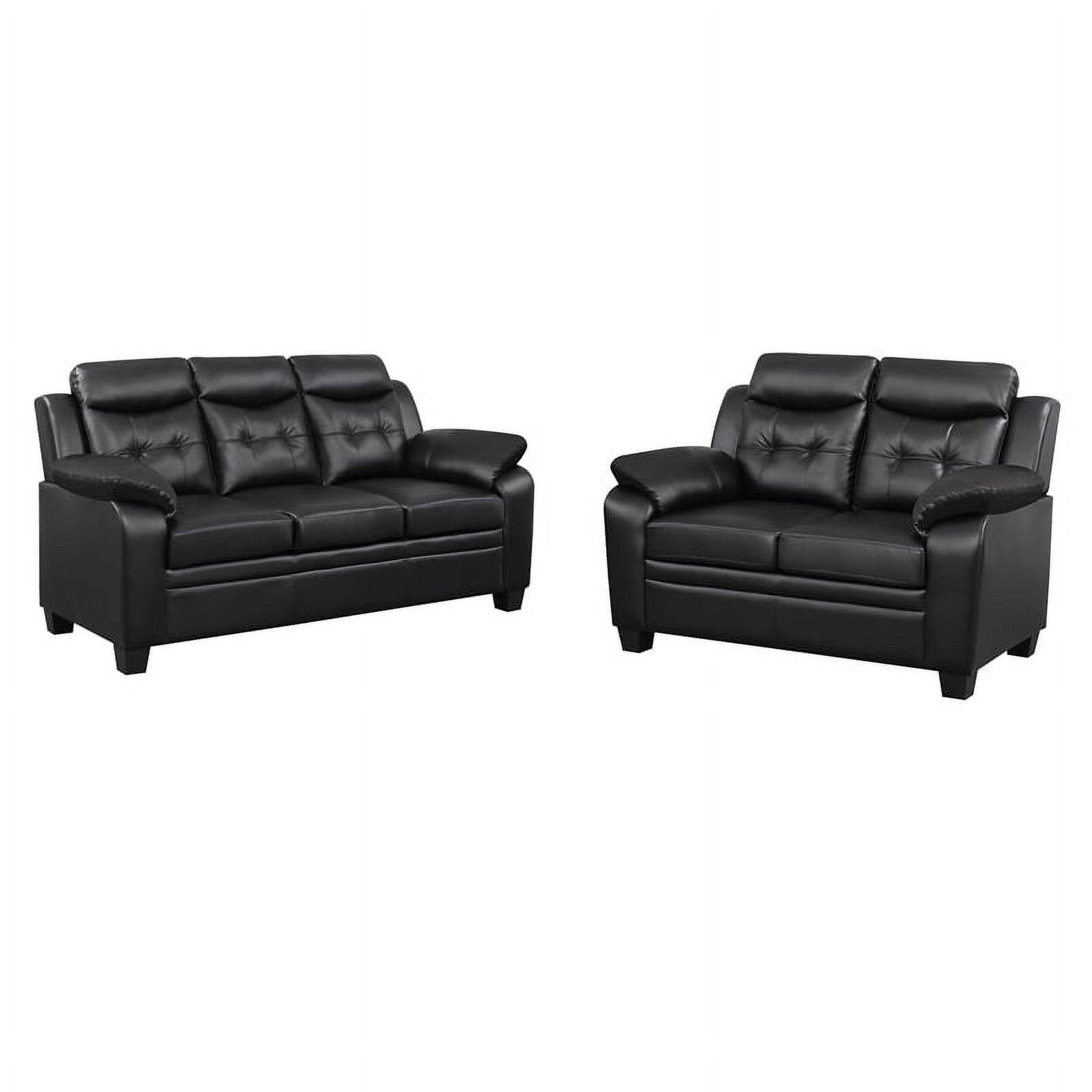 Finley Black Faux Leather Tufted Sofa and Loveseat Set