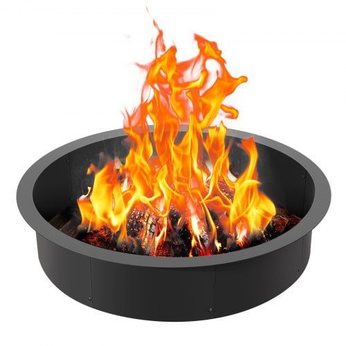 Large Round Black Carbon Steel Fire Pit Table