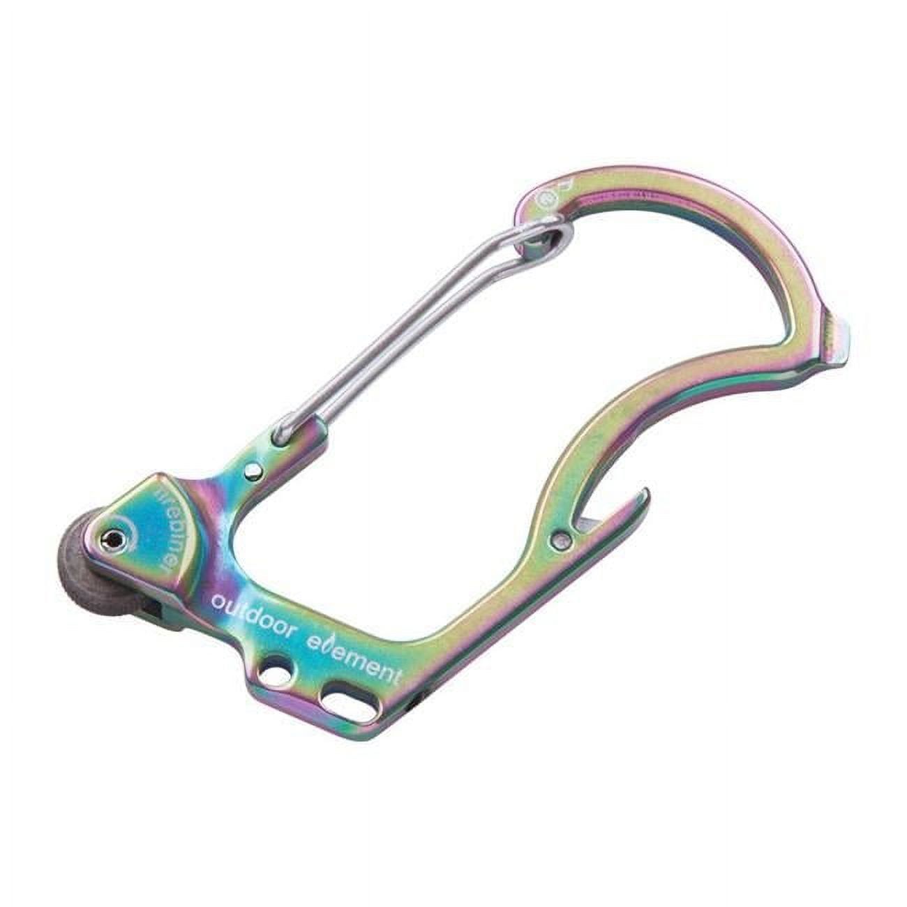 Aurora Multicolored Stainless Steel 6-in-1 Flint Multi-Tool Carabiner