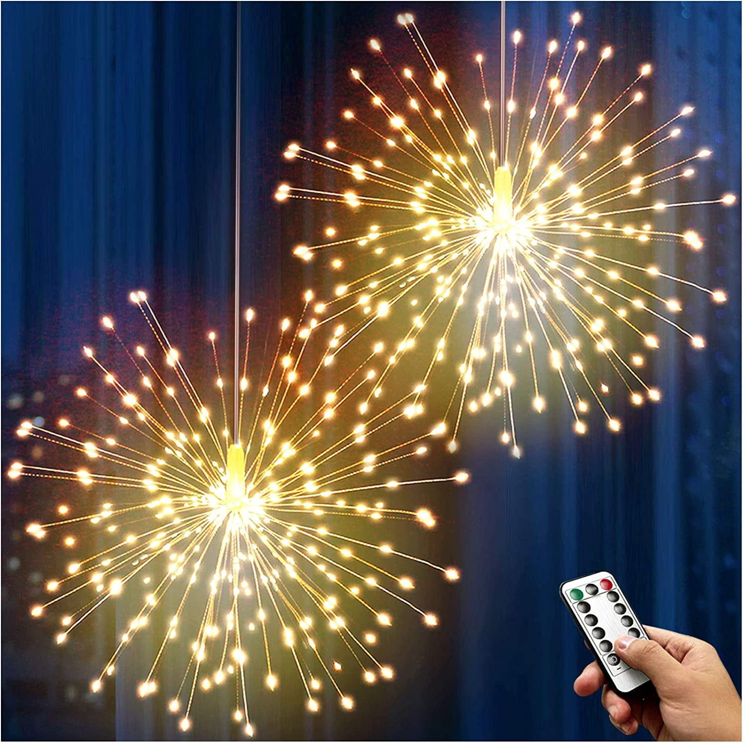 Warm White Battery Powered Outdoor Starburst LED Lights with Remote