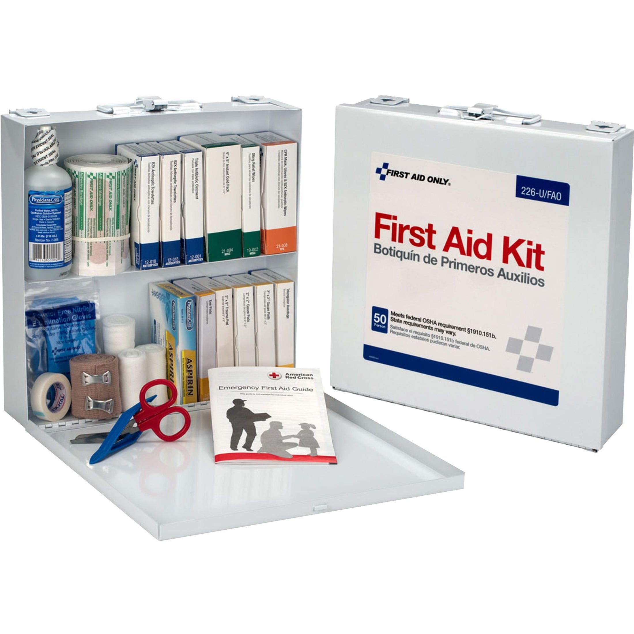 Metal First Aid Kit for 50 People, 196 Pieces