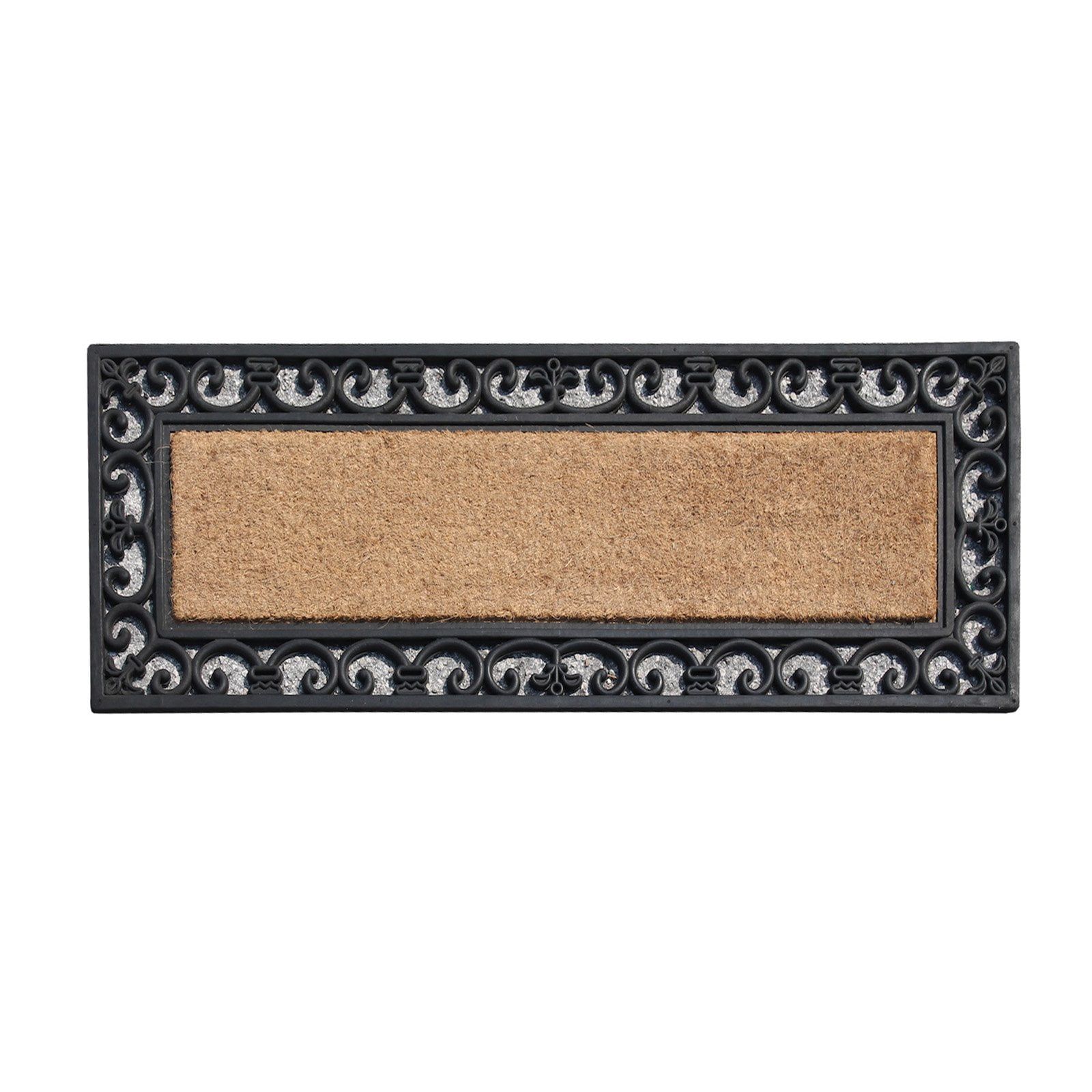 Large Black and Beige Coir Rubber Outdoor Doormat