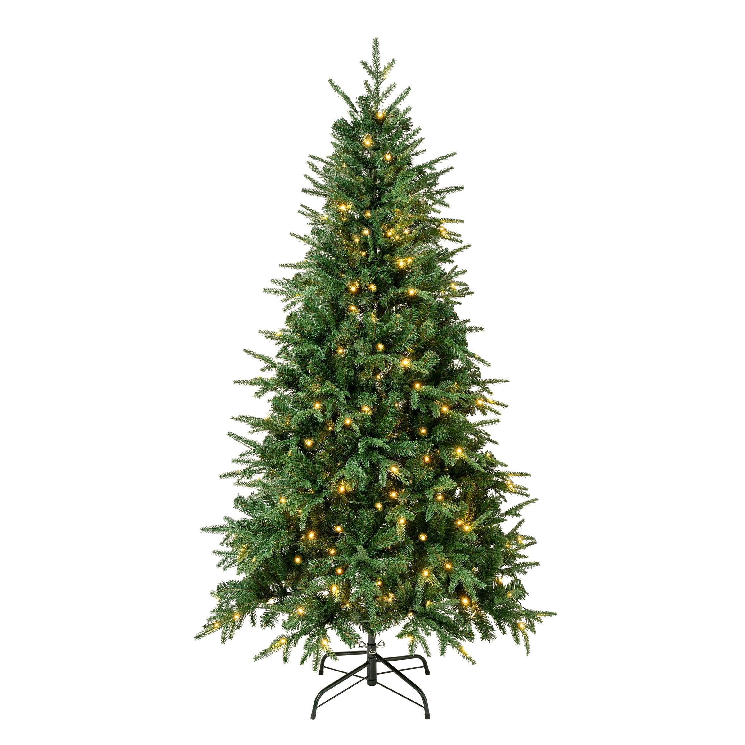 6 ft Green Spruce Christmas Tree with Warm White LED Lights