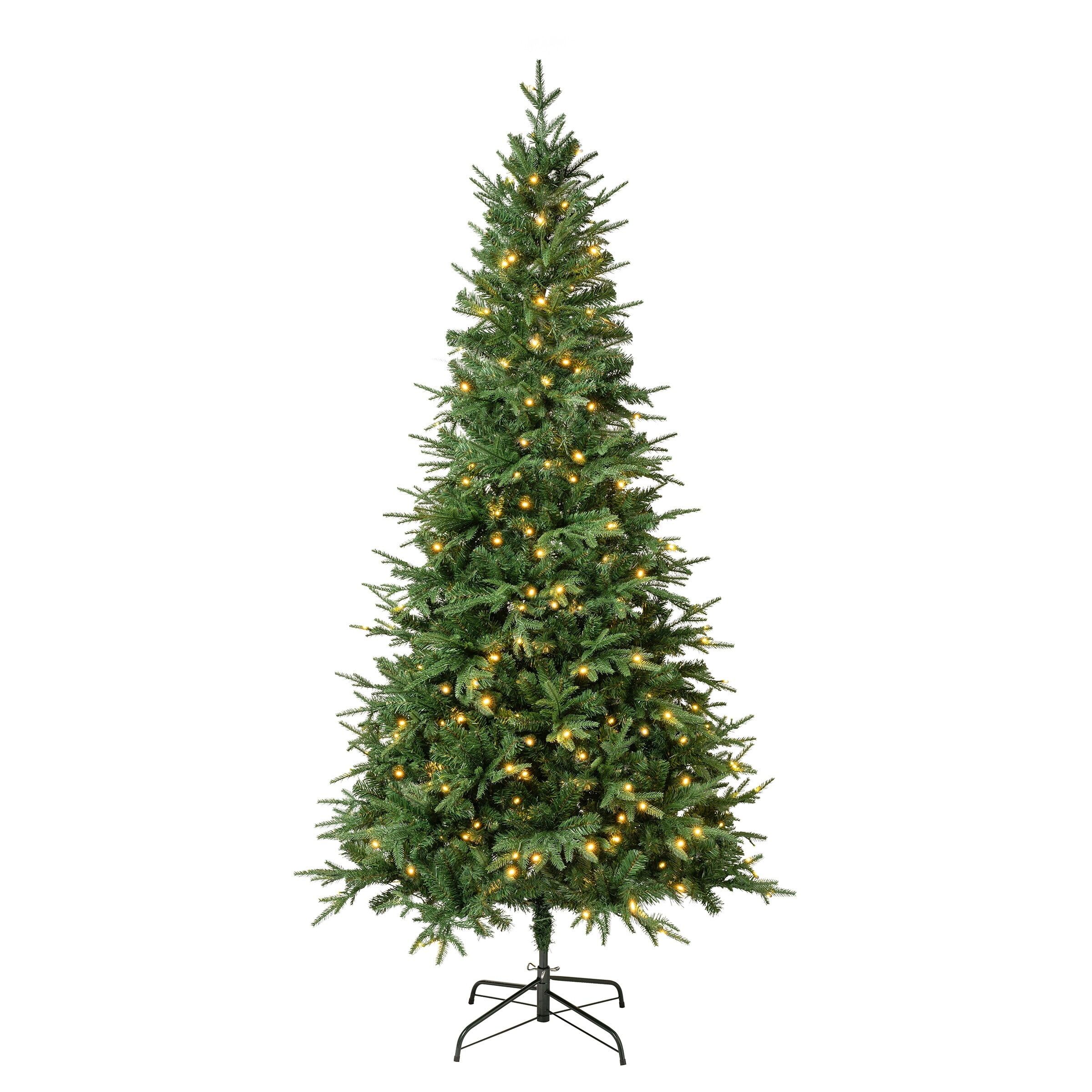 7.5 ft Green Spruce Christmas Tree with Warm White LED Lights